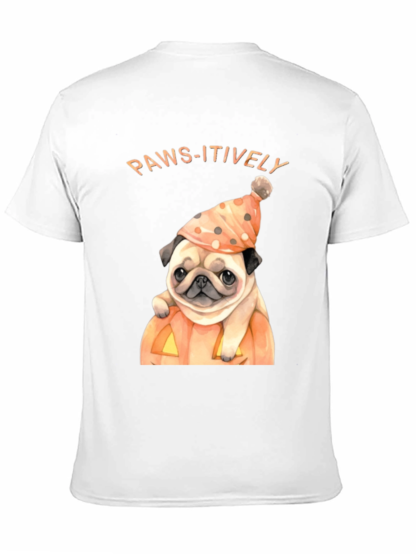 Black Paws-itively Halloween Pug T-Shirt view 11