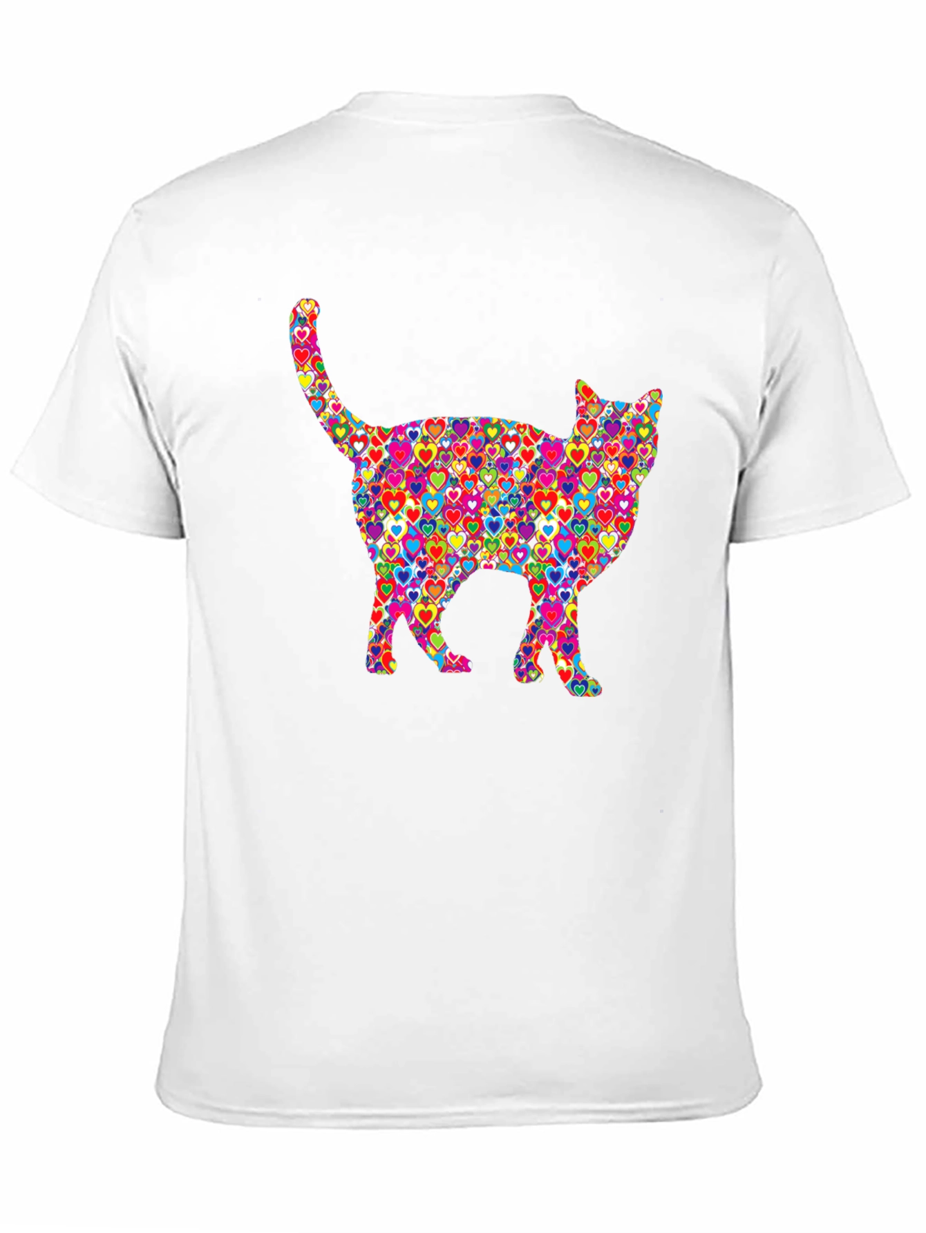 Black Colorful Heart Cat Graphic T-Shirt view 11