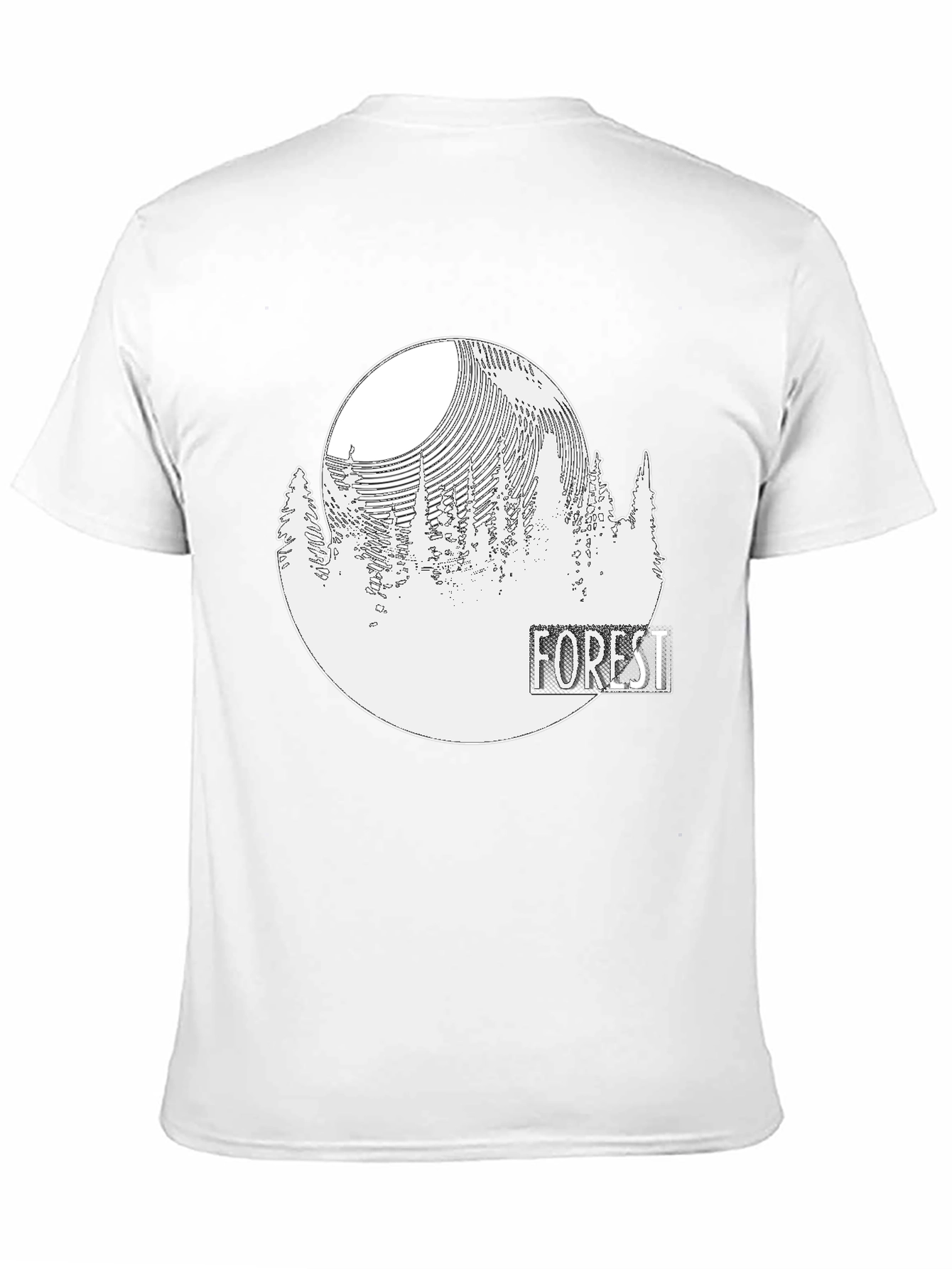 Black Men's Forest Graphic Print Crew Neck T-Shirt view 11