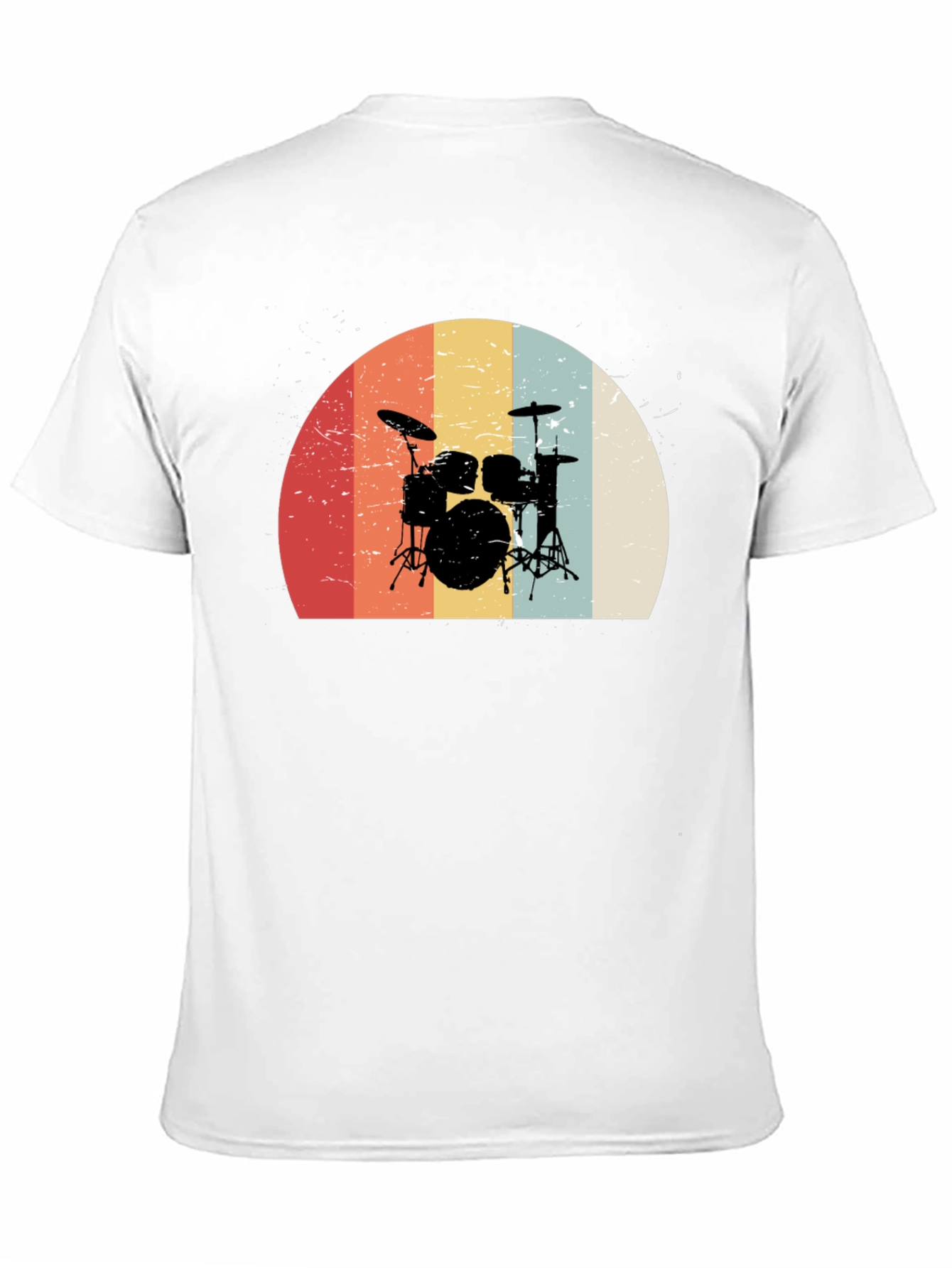 Black Retro Drum Set Graphic Tee - Black view 11