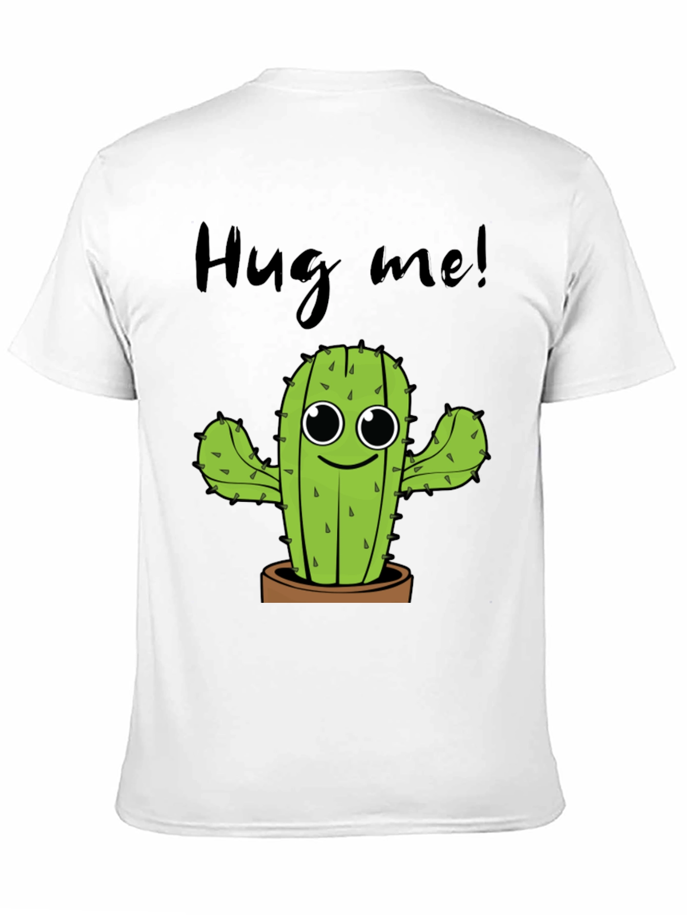 Black Hug Me Cactus Graphic Tee - Unisex Cotton T-Shirt view 11