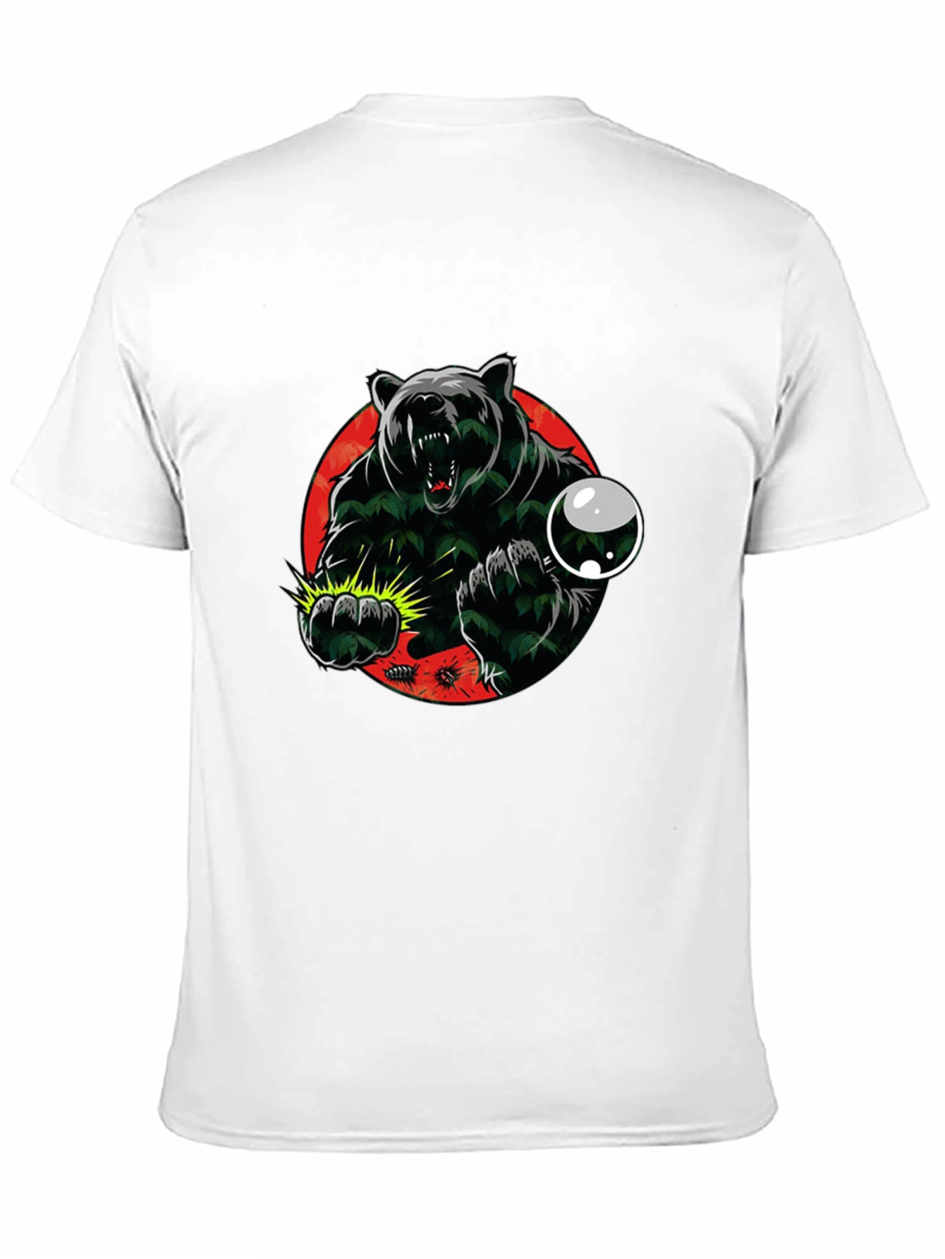 Black Men's Graphic Tee - Bear Attack Design view 11