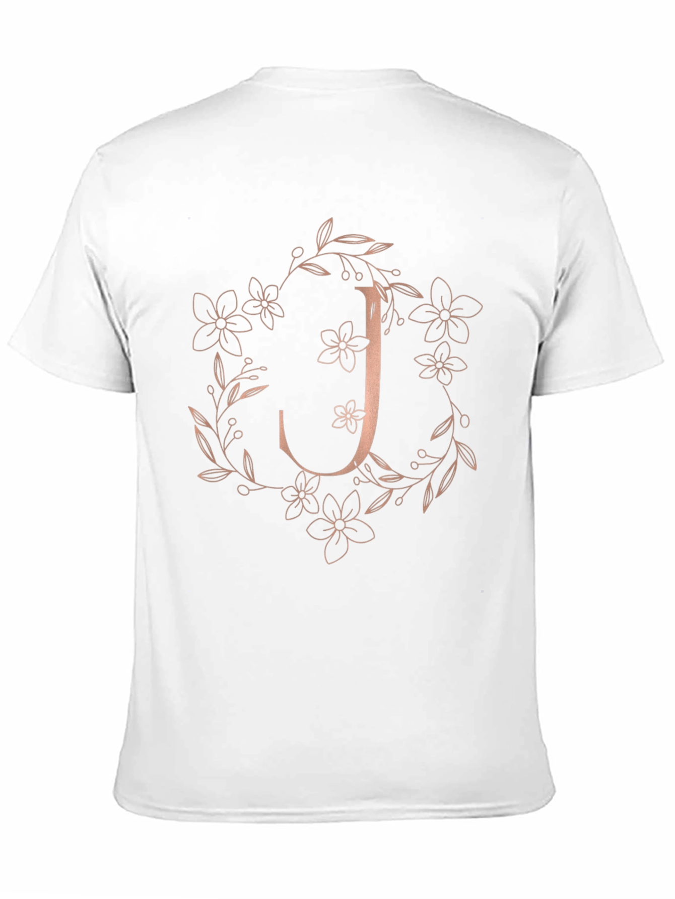 Black Floral J Initial Black T-Shirt view 11