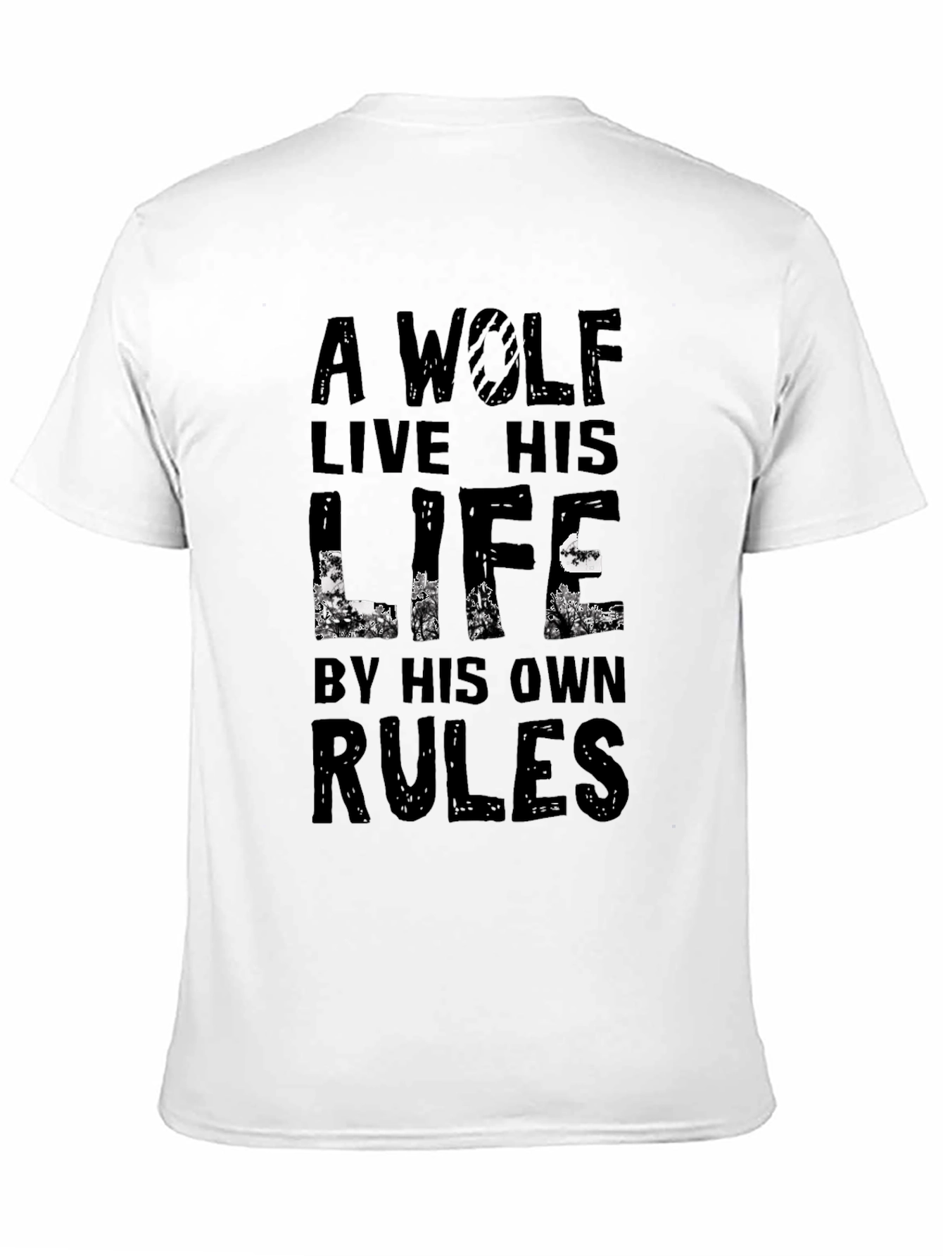 Black A Wolf Lives By His Own Rules Graphic Tee - Black view 11