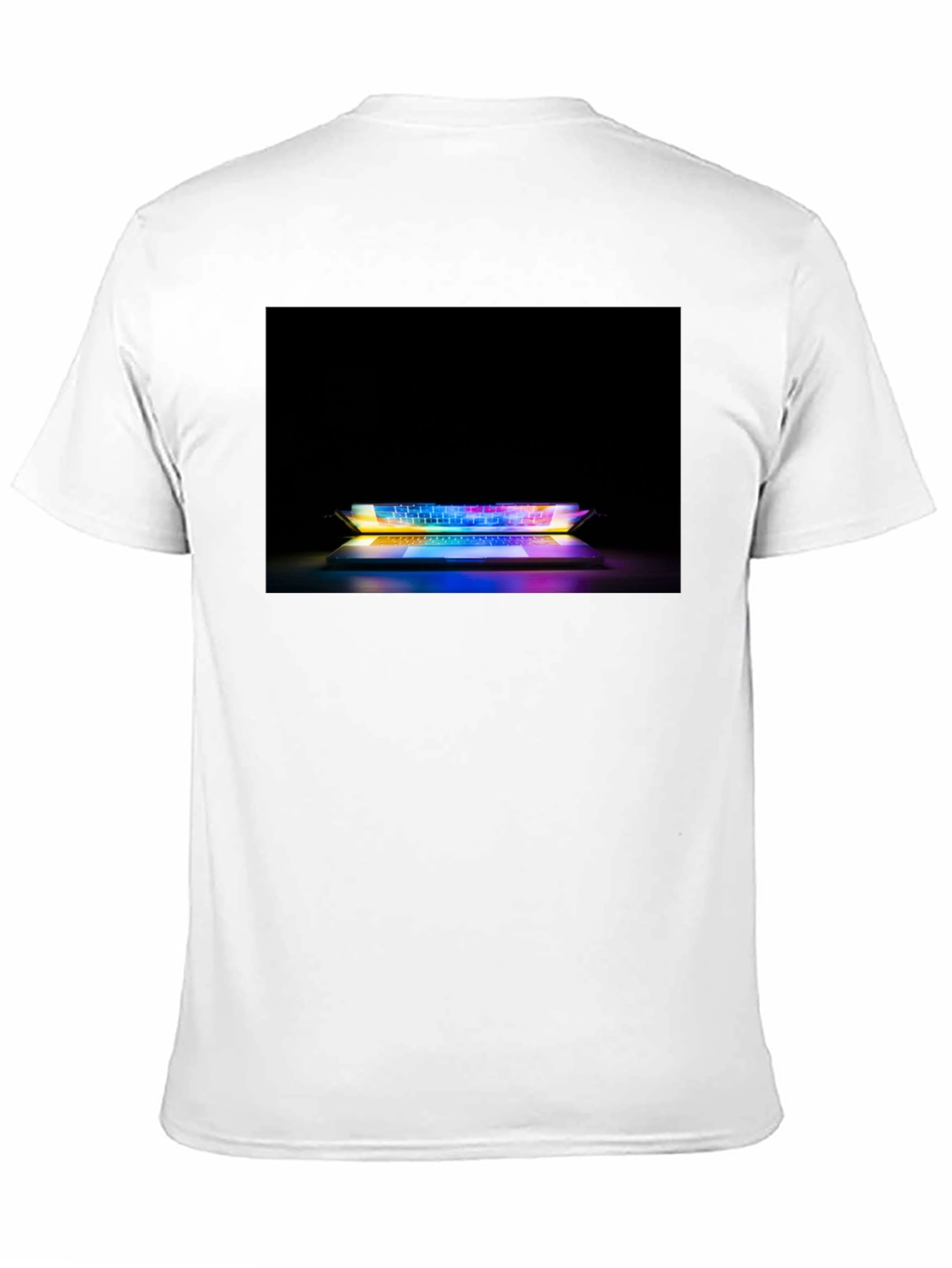 Black Gaming Keyboard T-Shirt - Light Up Laptop Design view 11