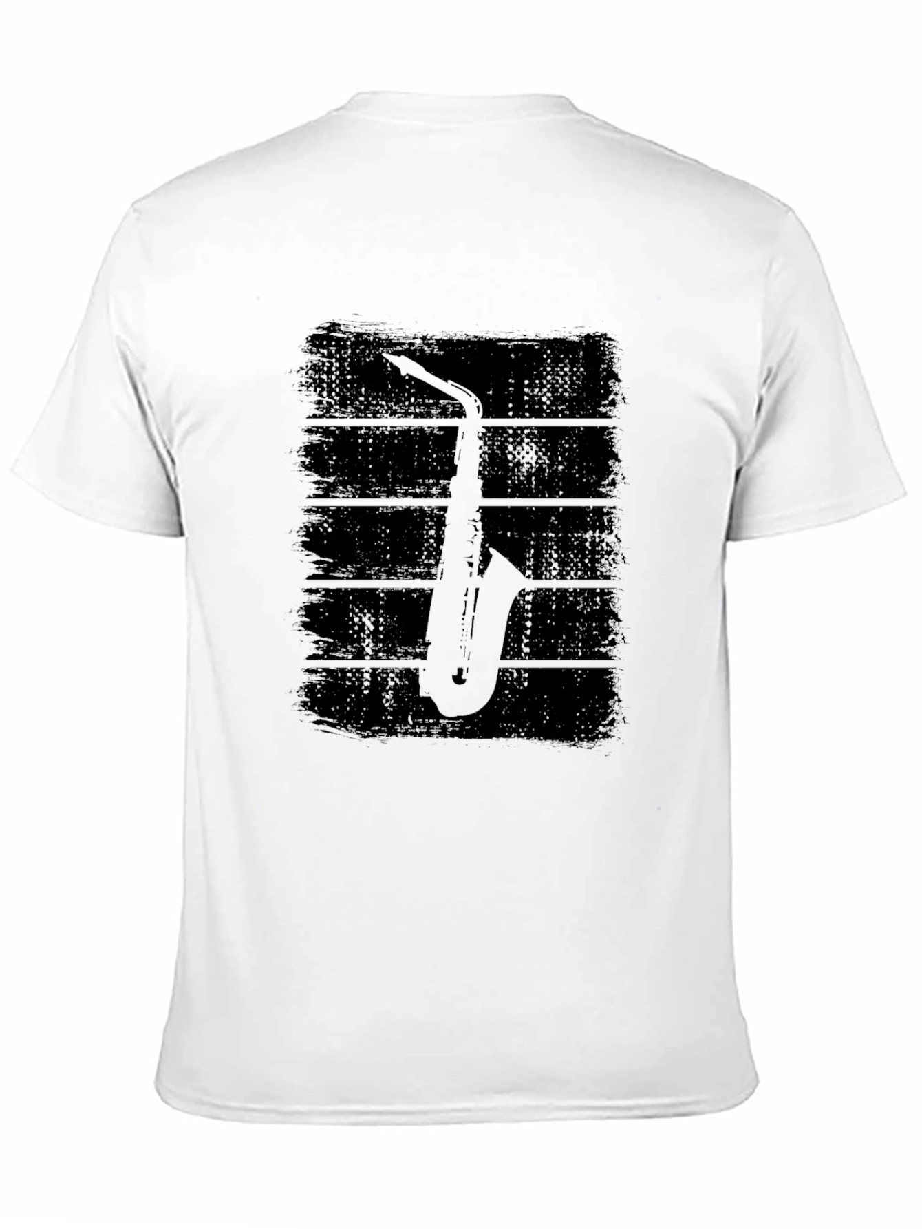 Black Saxophone Graphic Print Black T-Shirt view 11