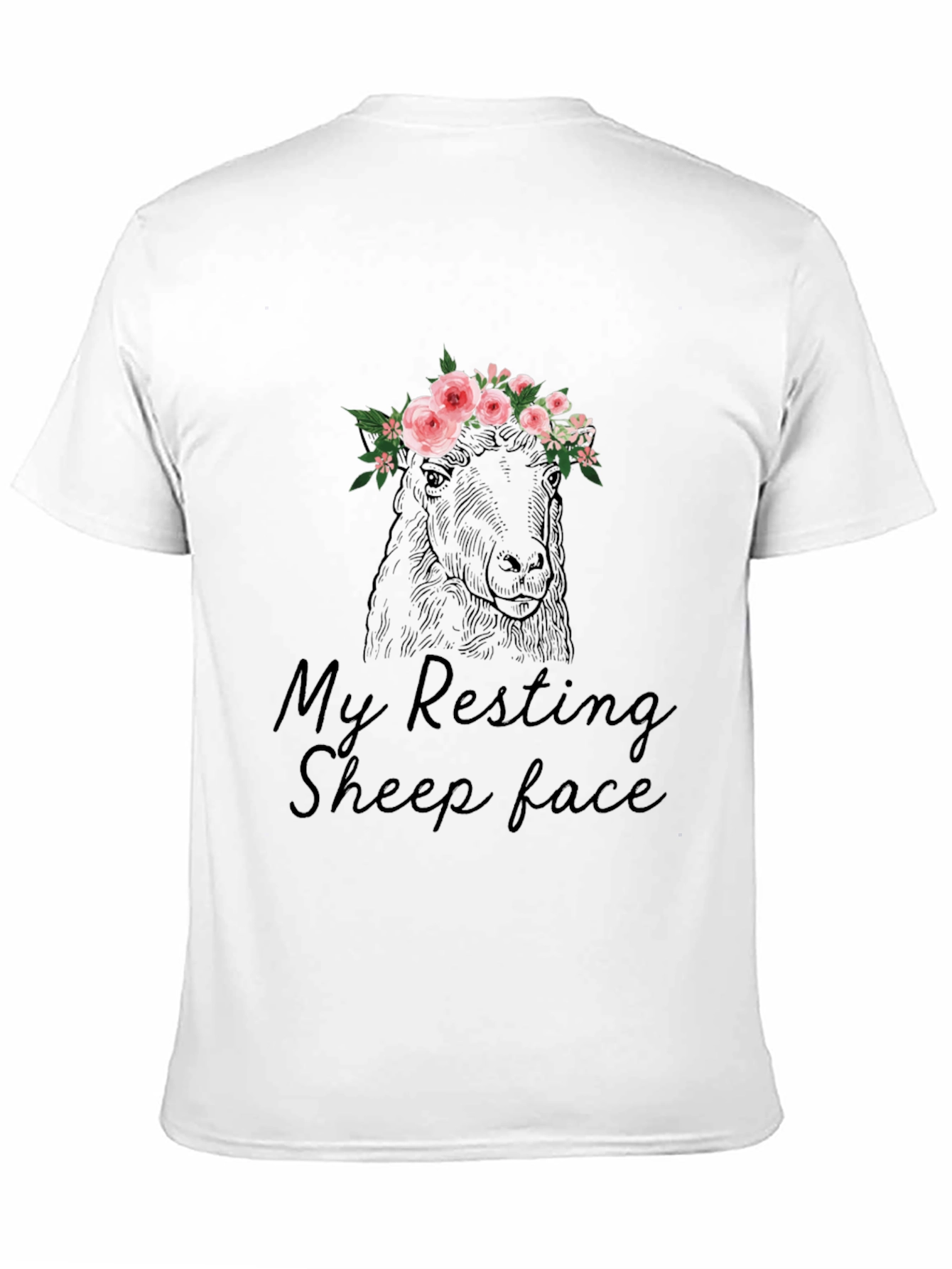 Black Resting Sheep Face Graphic T-Shirt - Black Cotton Tee view 11