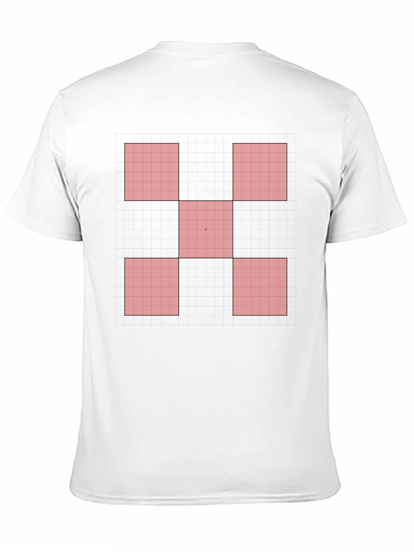 Black Geometric Red Square Pattern Black T-Shirt view 11