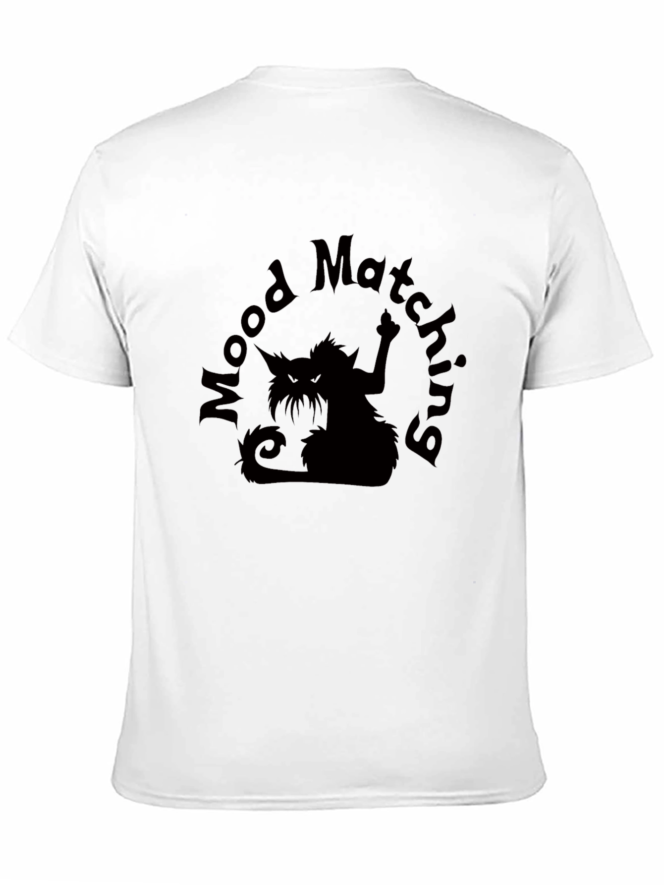 Black Mood Matching Cat Graphic Tee - Black Cotton T-Shirt view 11