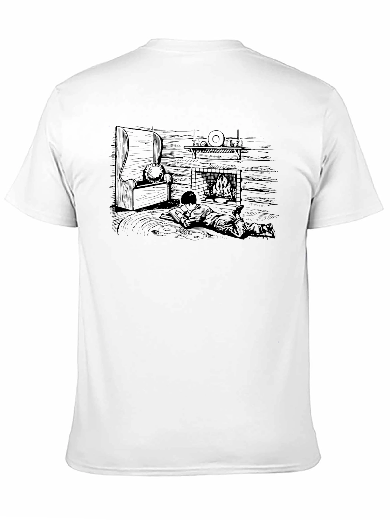 Black Cozy Cabin Scene Graphic T-Shirt view 11