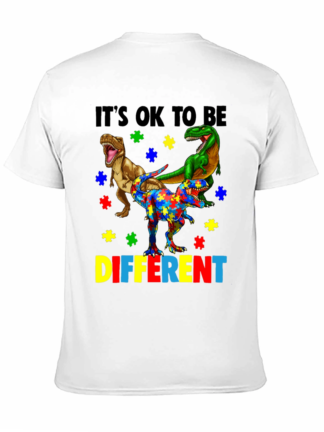 Black It's OK To Be Different Autism Awareness T-Shirt view 11