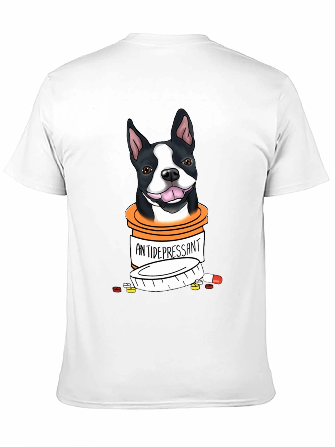Black Dog Antidepressant T-Shirt - Cute Boston Terrier Graphic Tee view 11