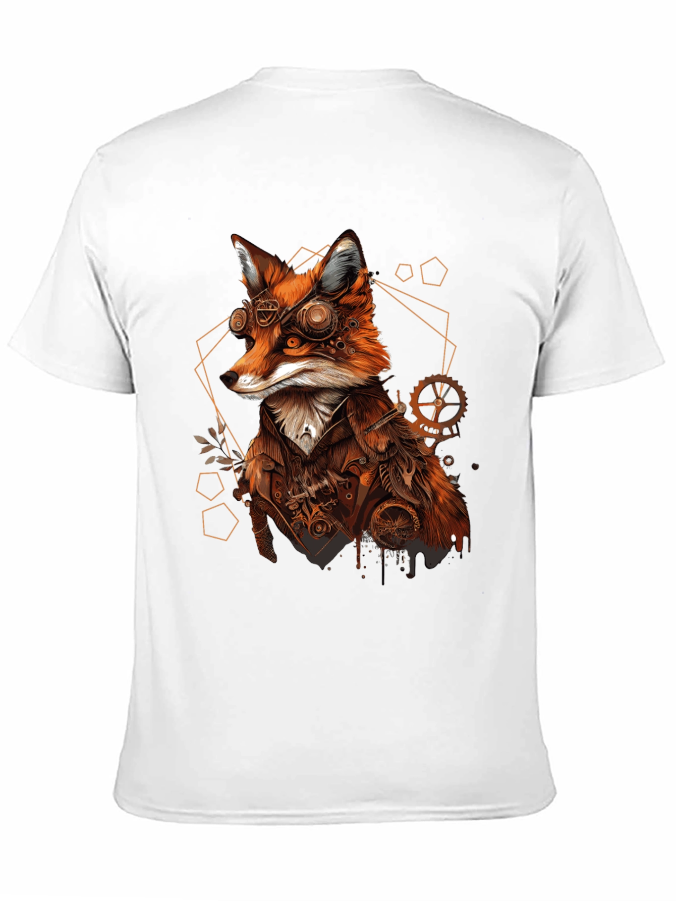 Black Steampunk Fox Graphic Tee - Unique Animal Design view 11