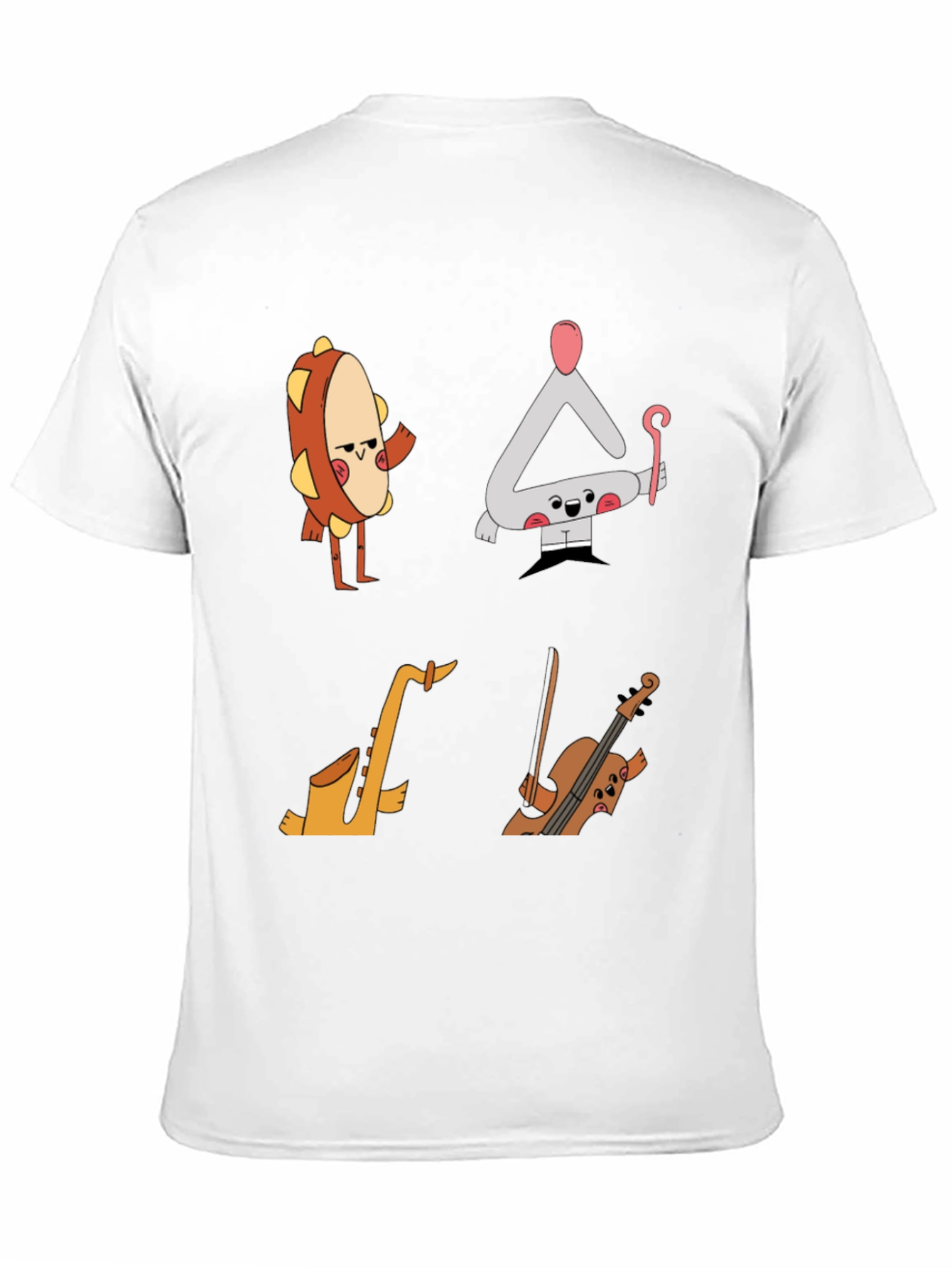 Black Musical Instrument Cartoon T-Shirt - Black view 11
