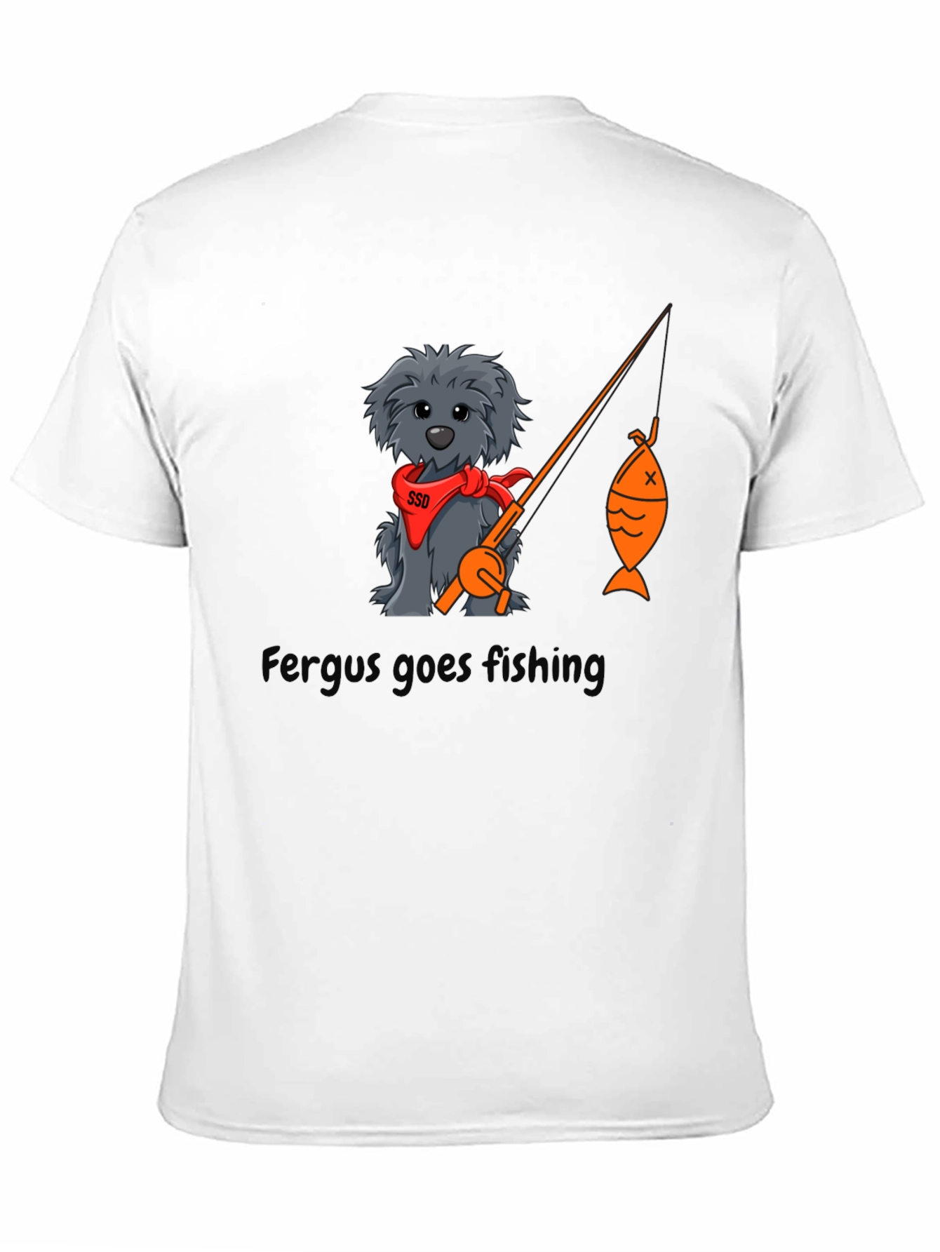 Black Fergus Goes Fishing Black T-Shirt view 11