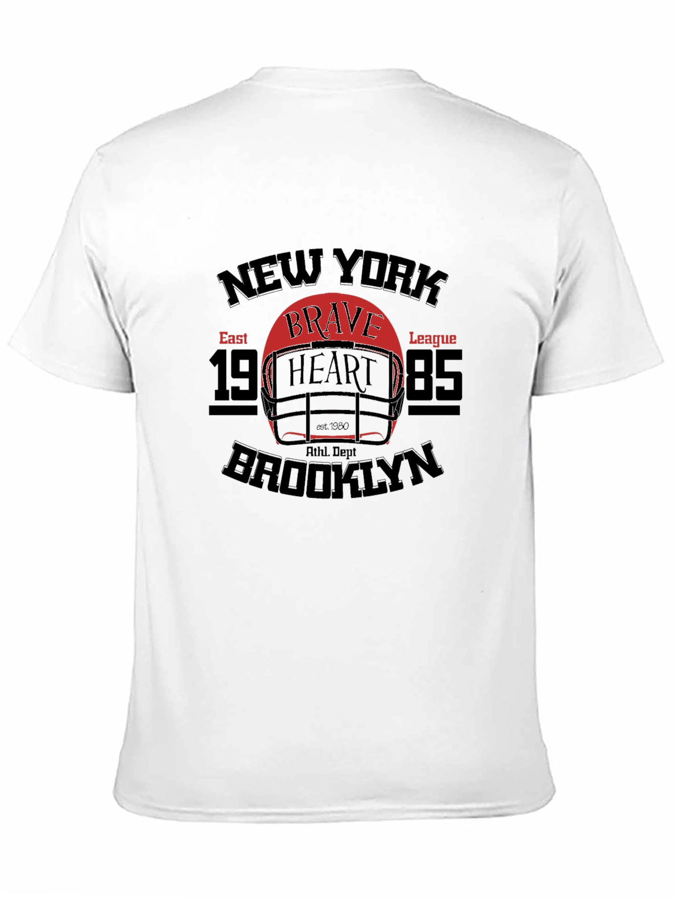 Black New York Brooklyn Brave Heart Football T-Shirt view 11