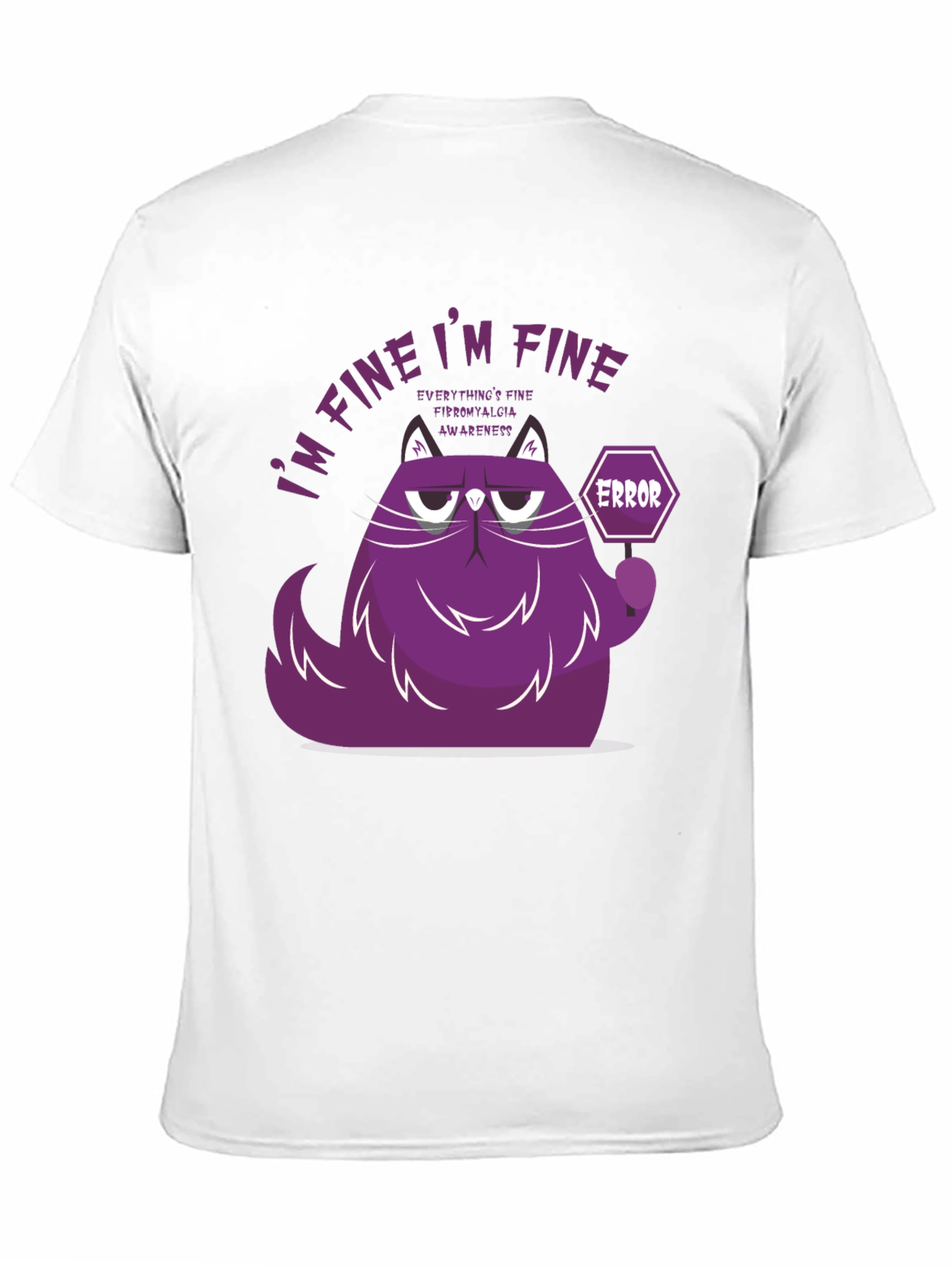 Black I'm Fine Cat T-Shirt - Fibromyalgia Awareness view 11