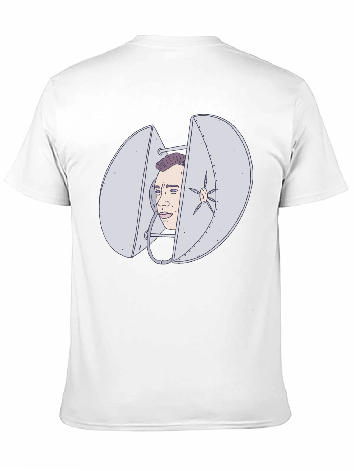 Black Humorous Black T-Shirt with Illustrated Egg Head Design view 11