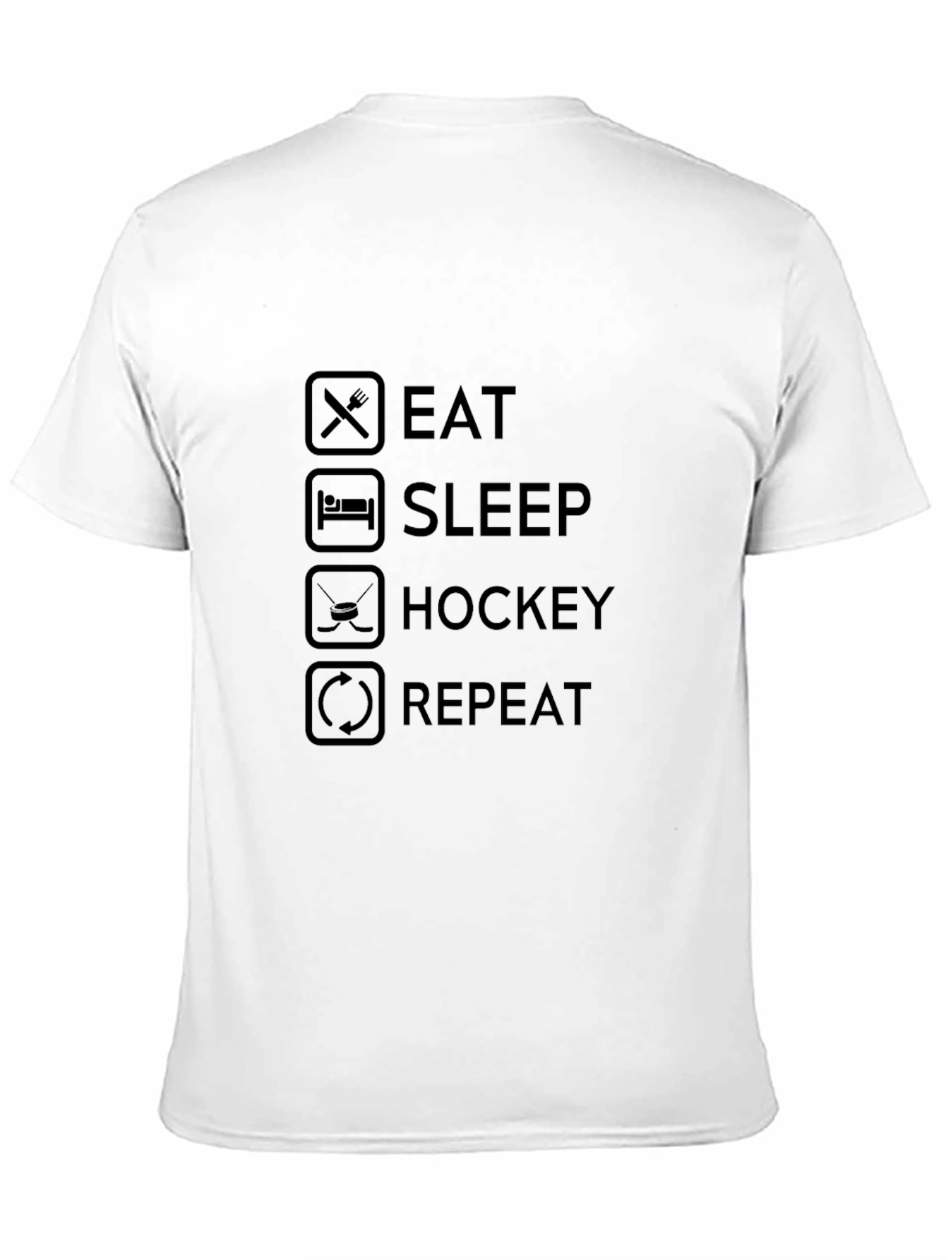 Black Eat Sleep Hockey Repeat Black Graphic Tee view 11