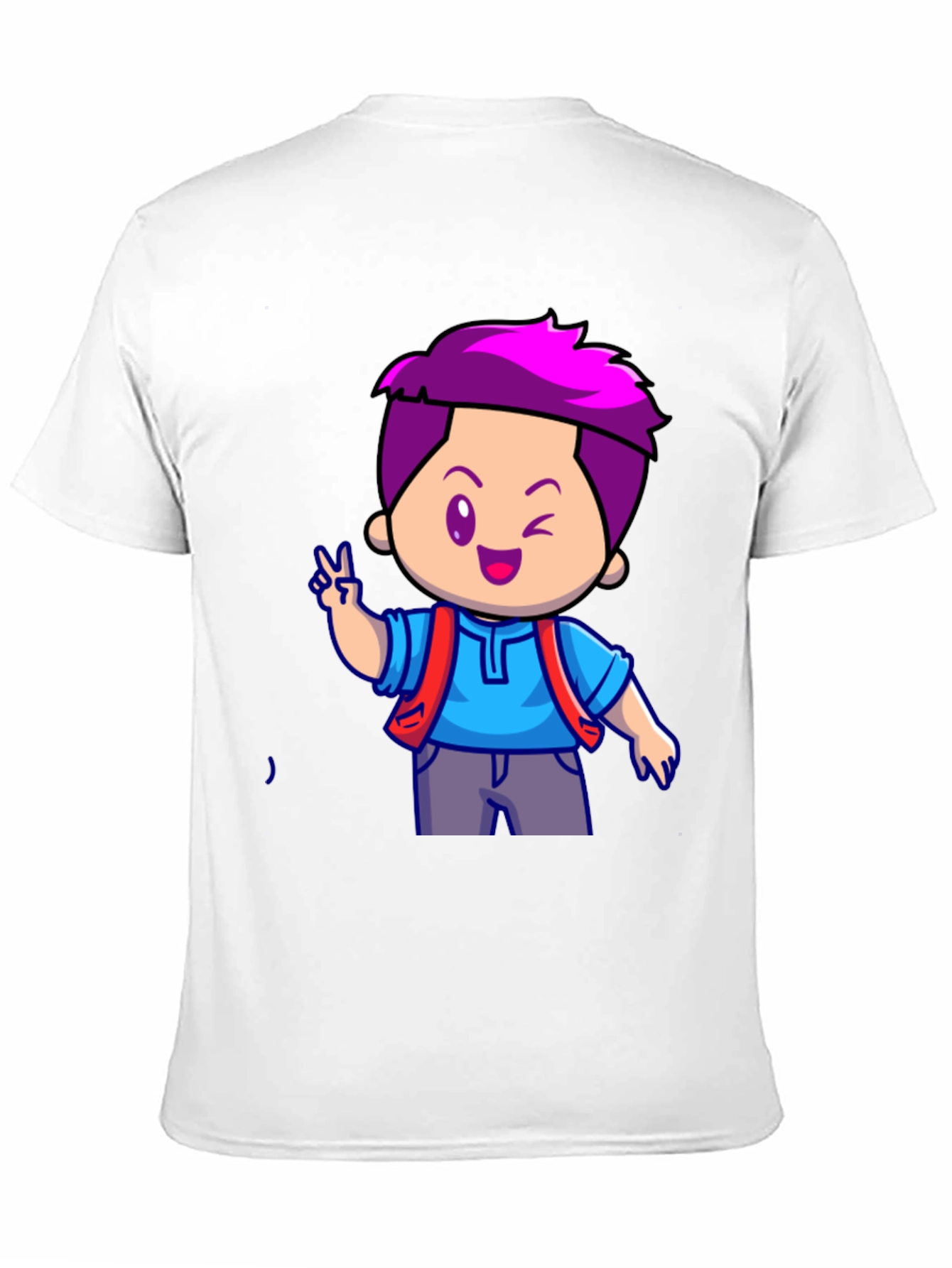 Black Cartoon Boy Graphic T-Shirt - Black view 11