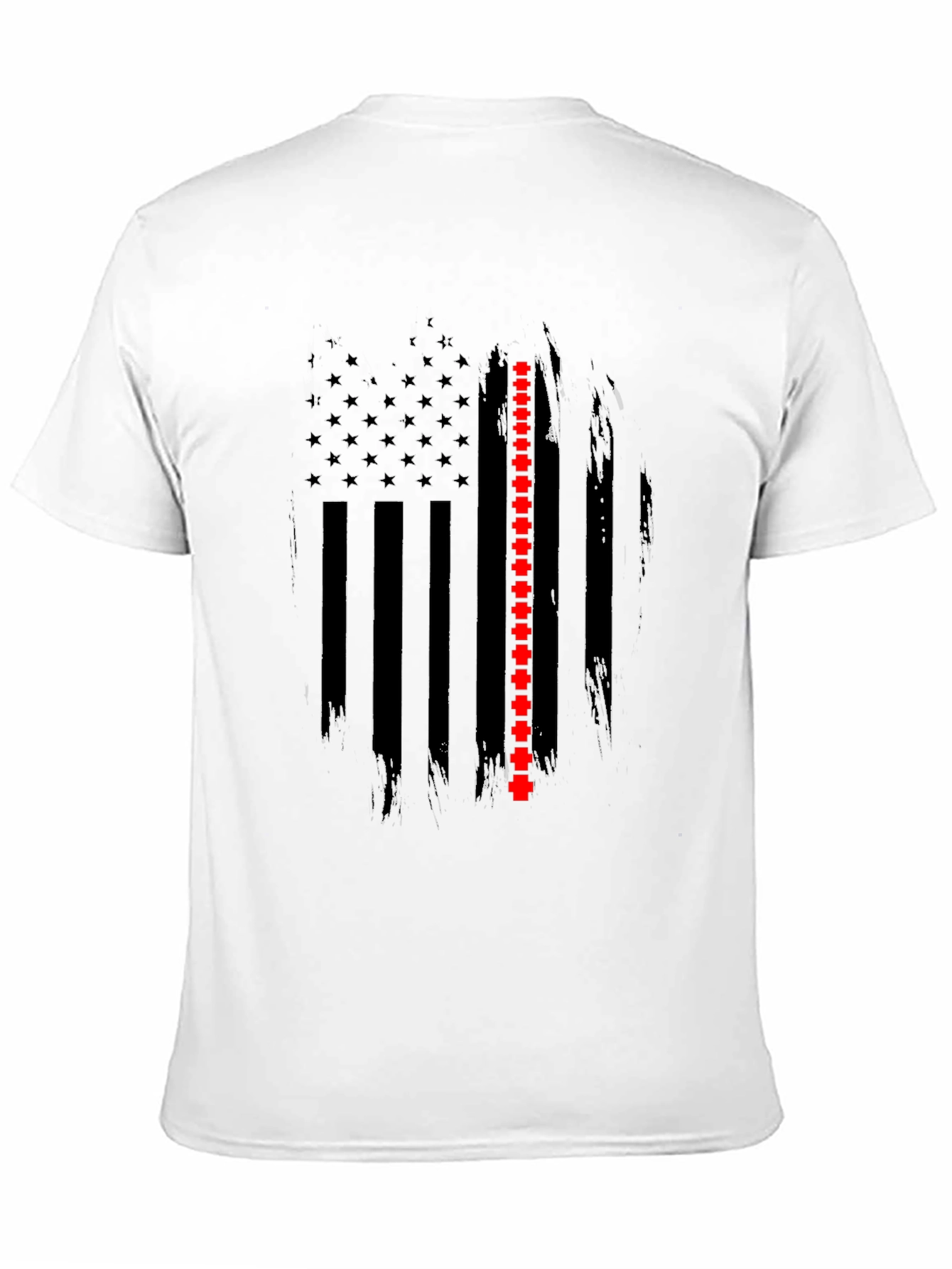 Black Thin Red Line Flag Graphic T-Shirt view 11