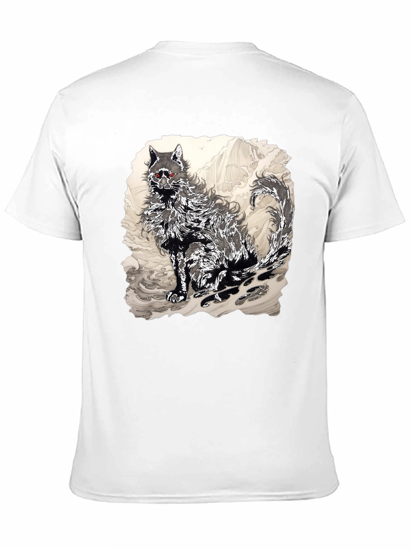 Black Black T-Shirt with Wolf Graphic view 11