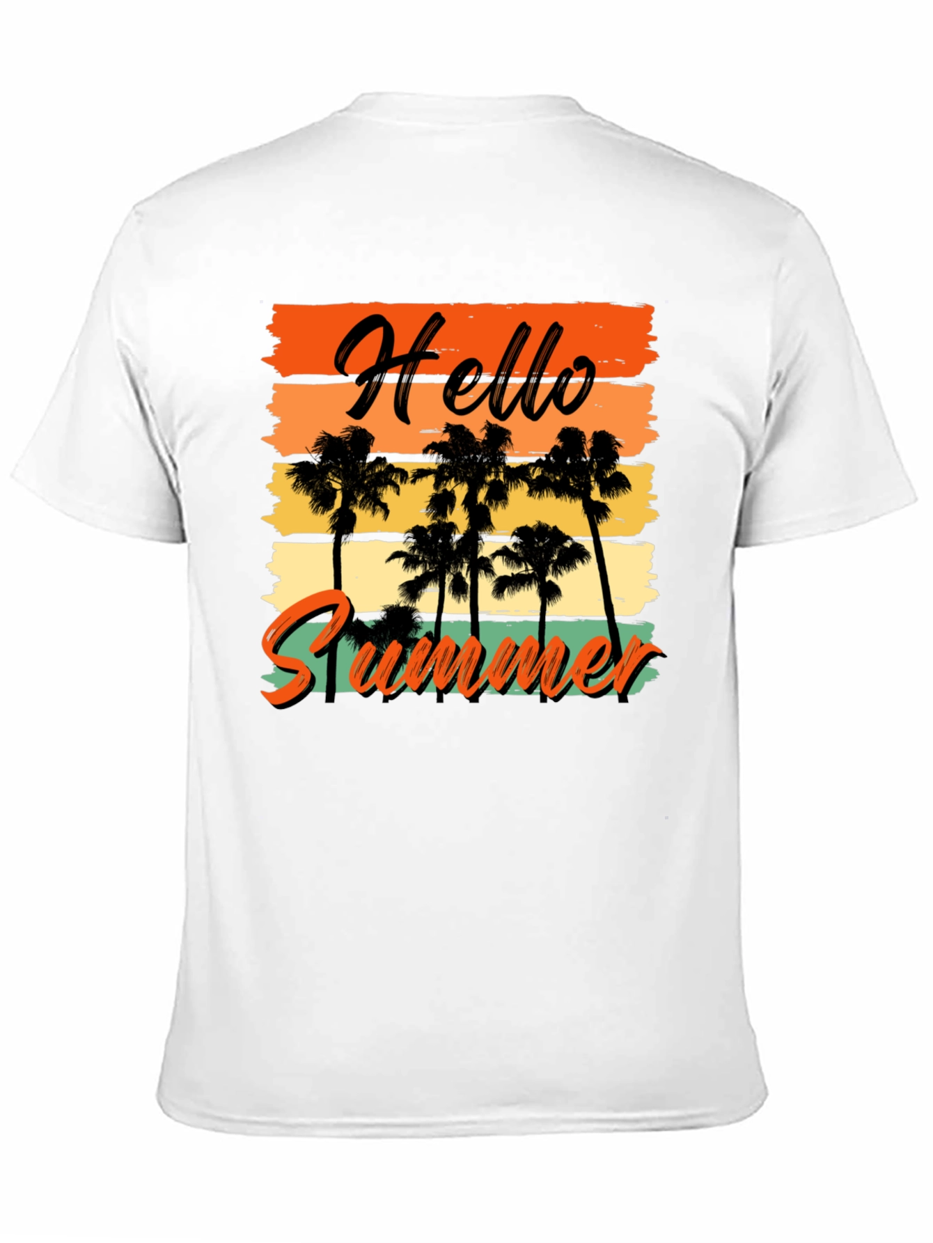 Black Hello Summer Graphic Tee - Black T-Shirt with Palm Trees view 11
