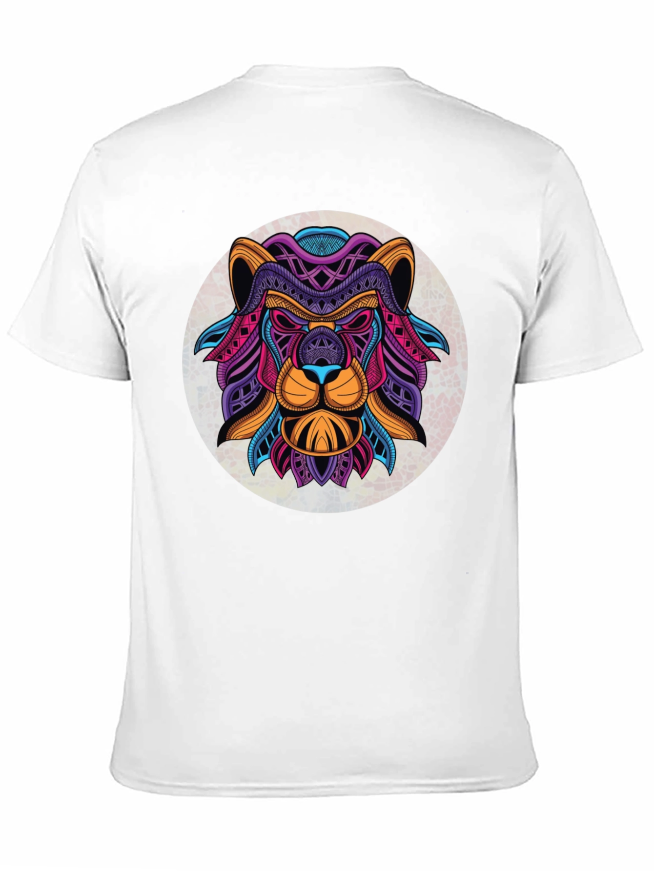 Black Geometric Lion Graphic Black T-Shirt view 11