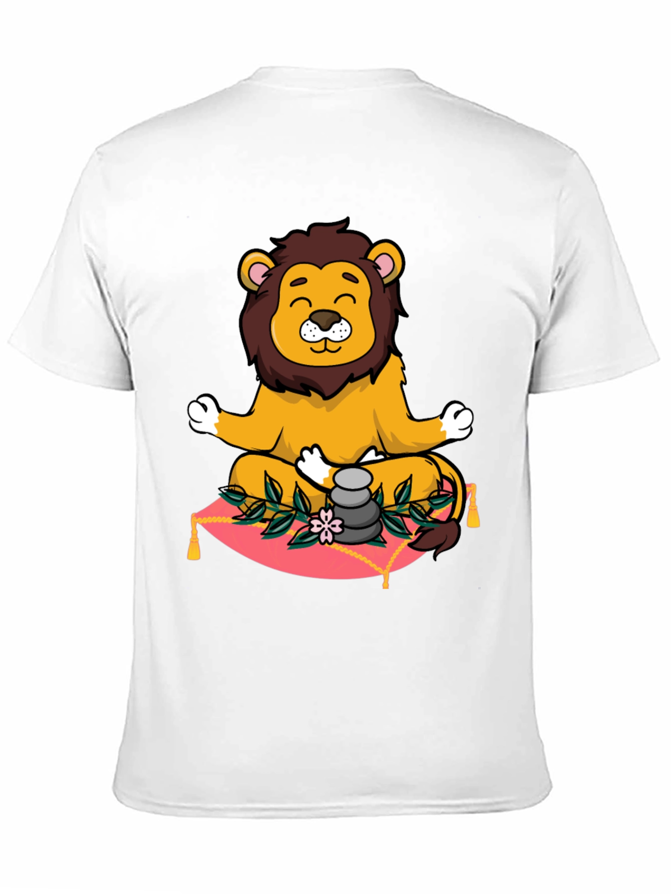 Black Zen Lion Meditation Graphic Tee view 11