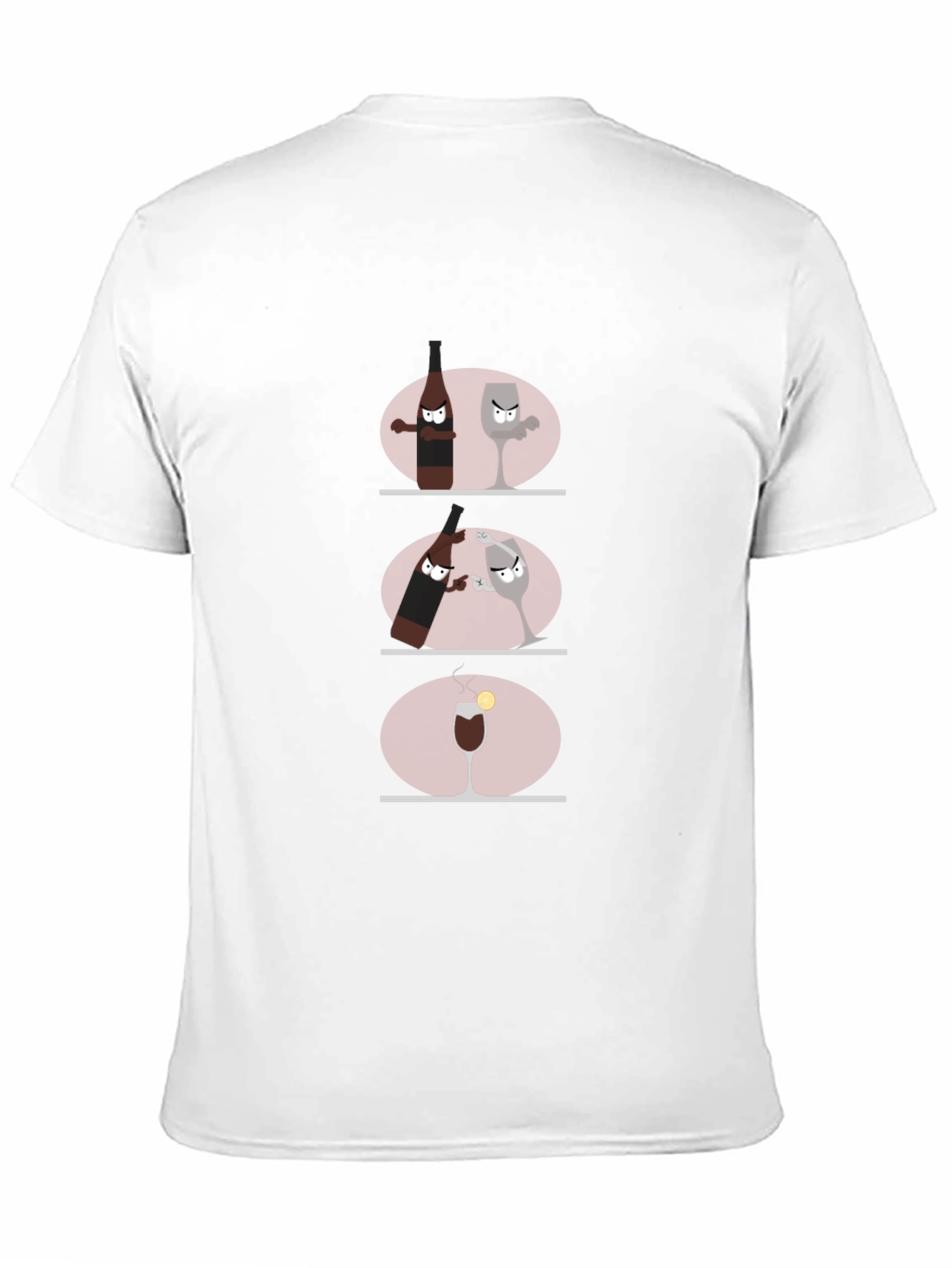 Black Funny Wine Bottle vs. Glass Black Graphic T-Shirt view 11