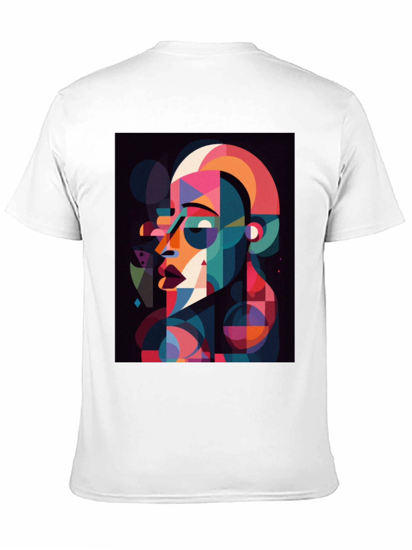 Black Abstract Geometric Face Graphic Black T-Shirt view 11