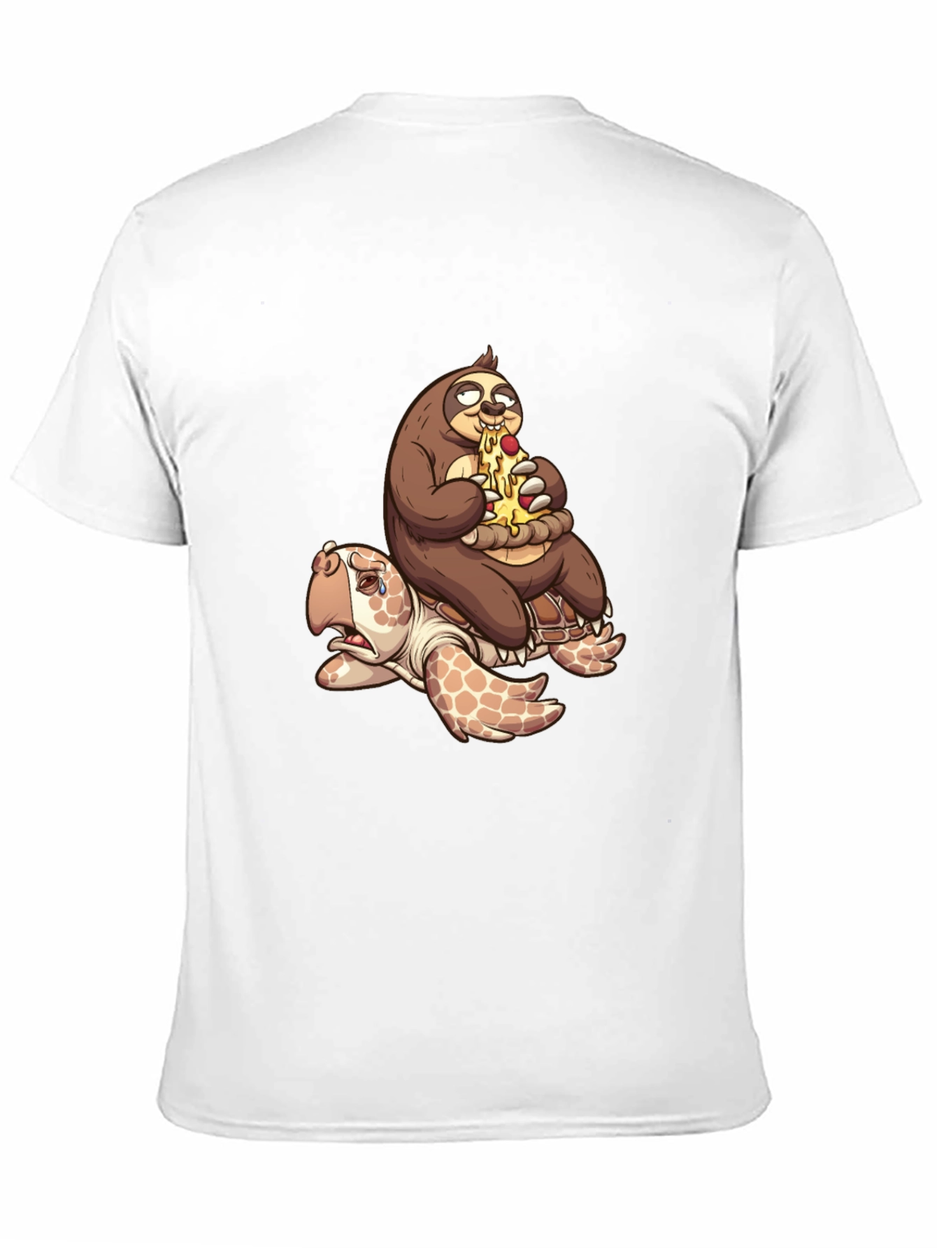 Black Sloth Pizza Turtle Ride T-Shirt - Funny Graphic Tee view 11