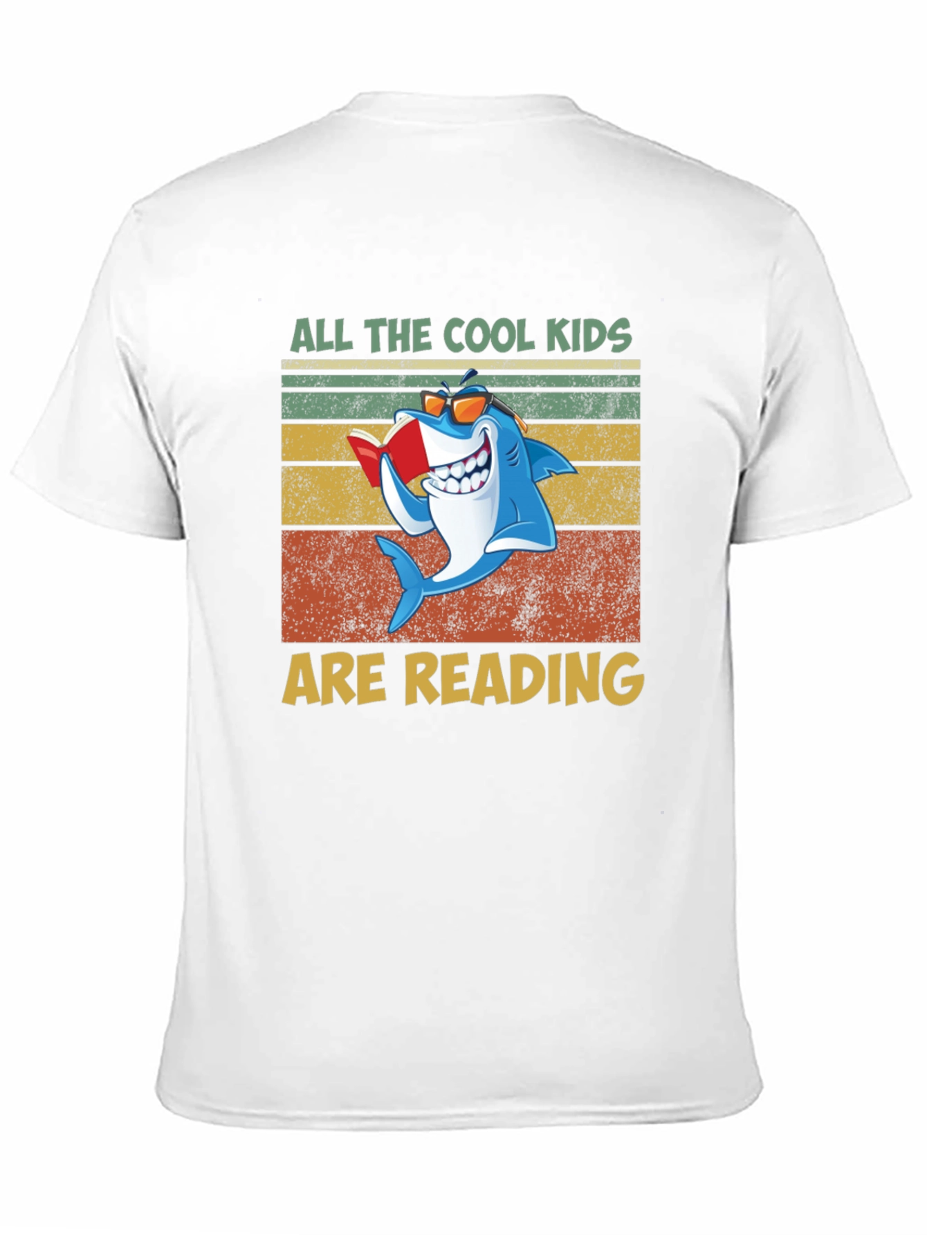 Black Cool Kids Reading Shark Graphic T-Shirt view 11