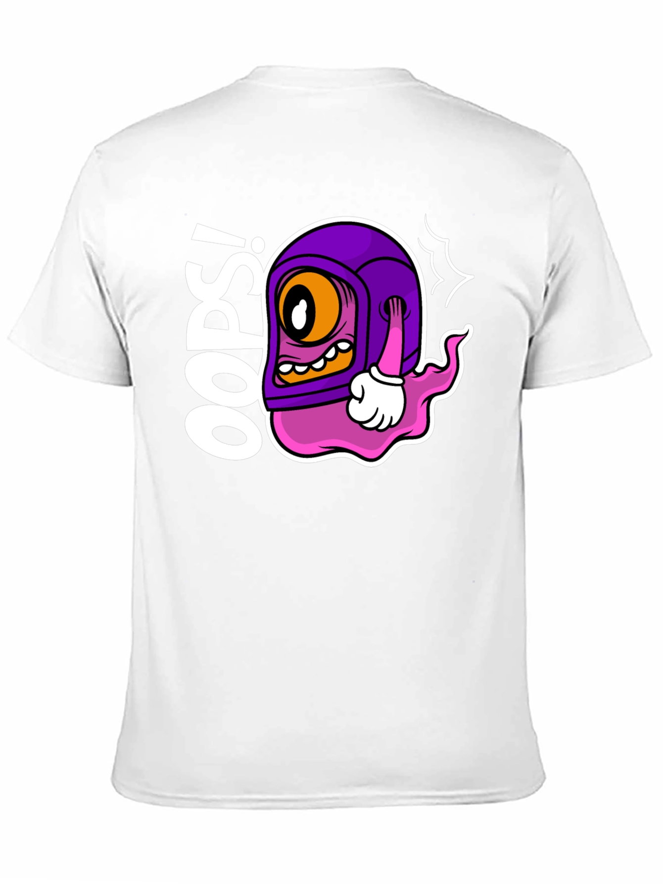 Black Oops! Cartoon Character Black T-Shirt view 11