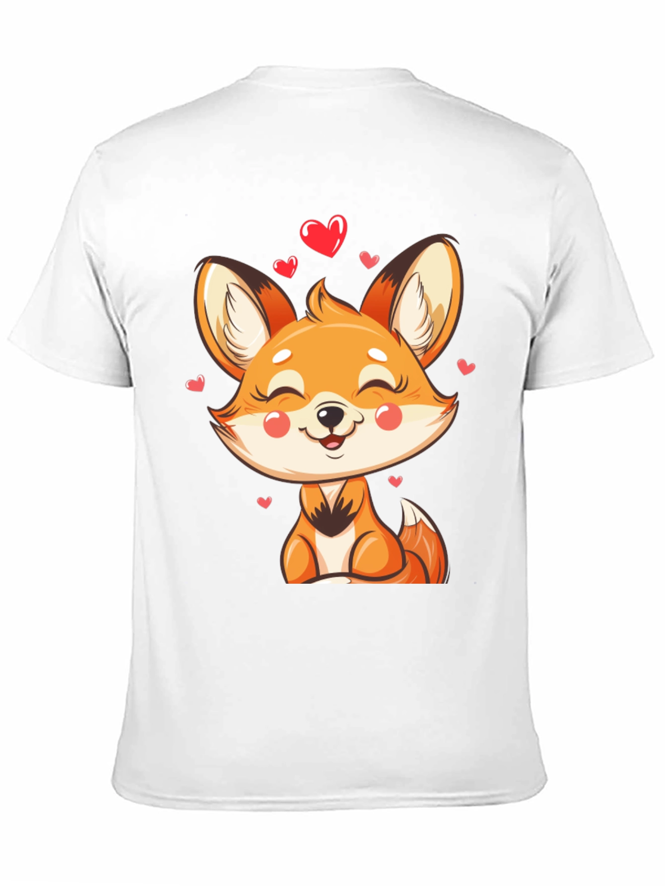 Black Cute Fox Heart Graphic Black T-Shirt view 11