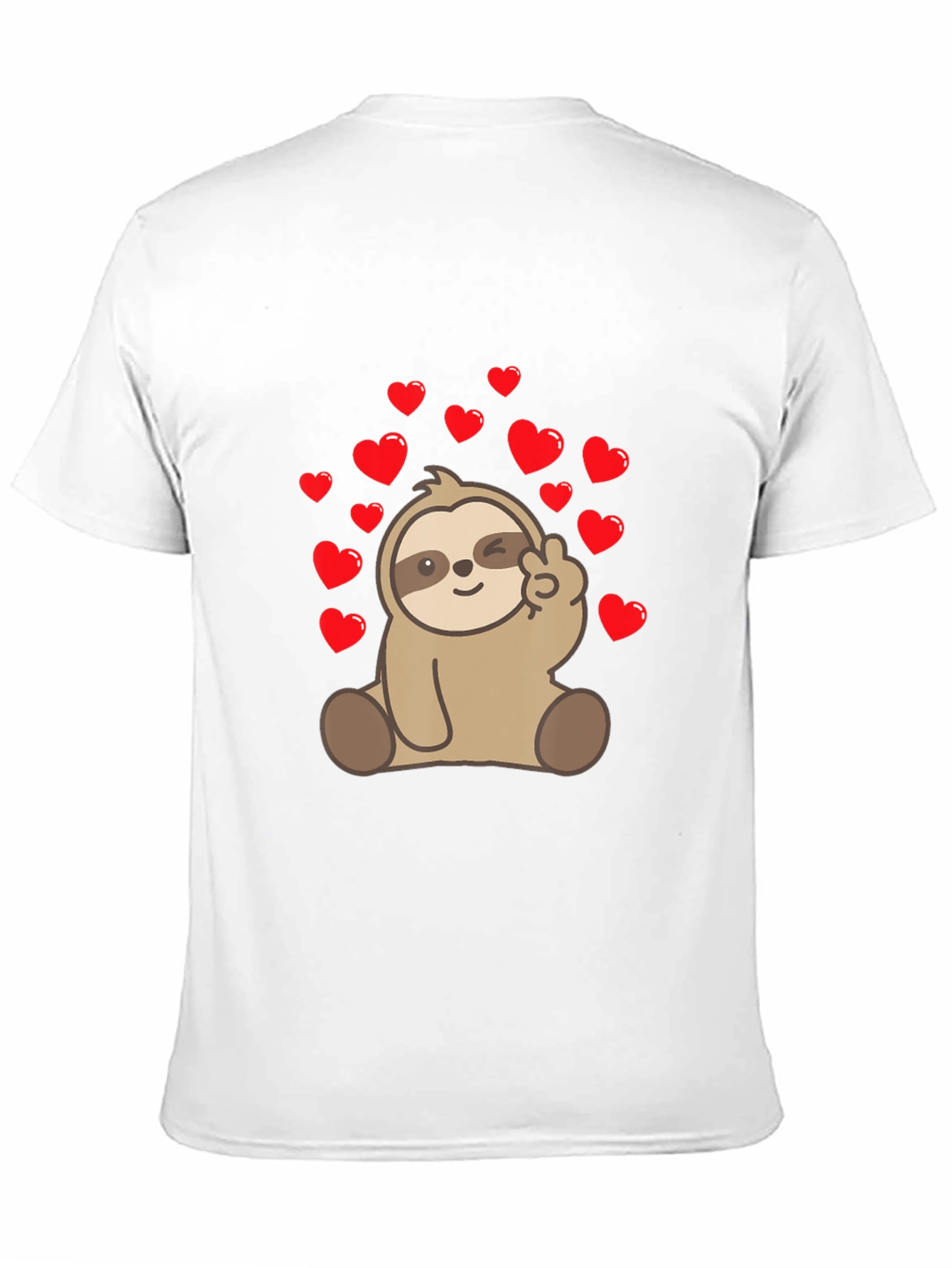 Black Sloth Peace Sign Heart T-Shirt view 11