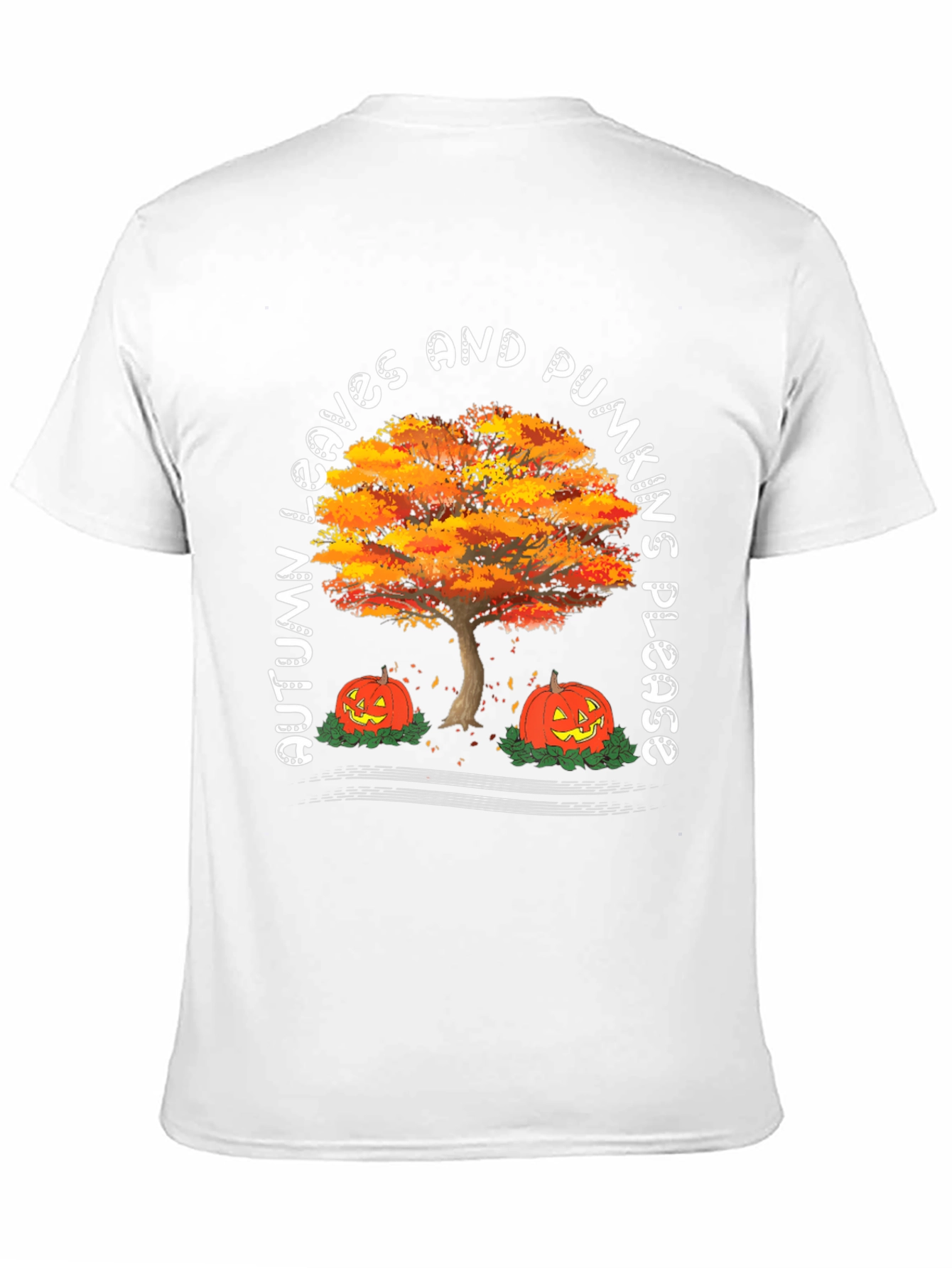 Black Autumn Leaves & Pumpkins Please Graphic Tee view 11