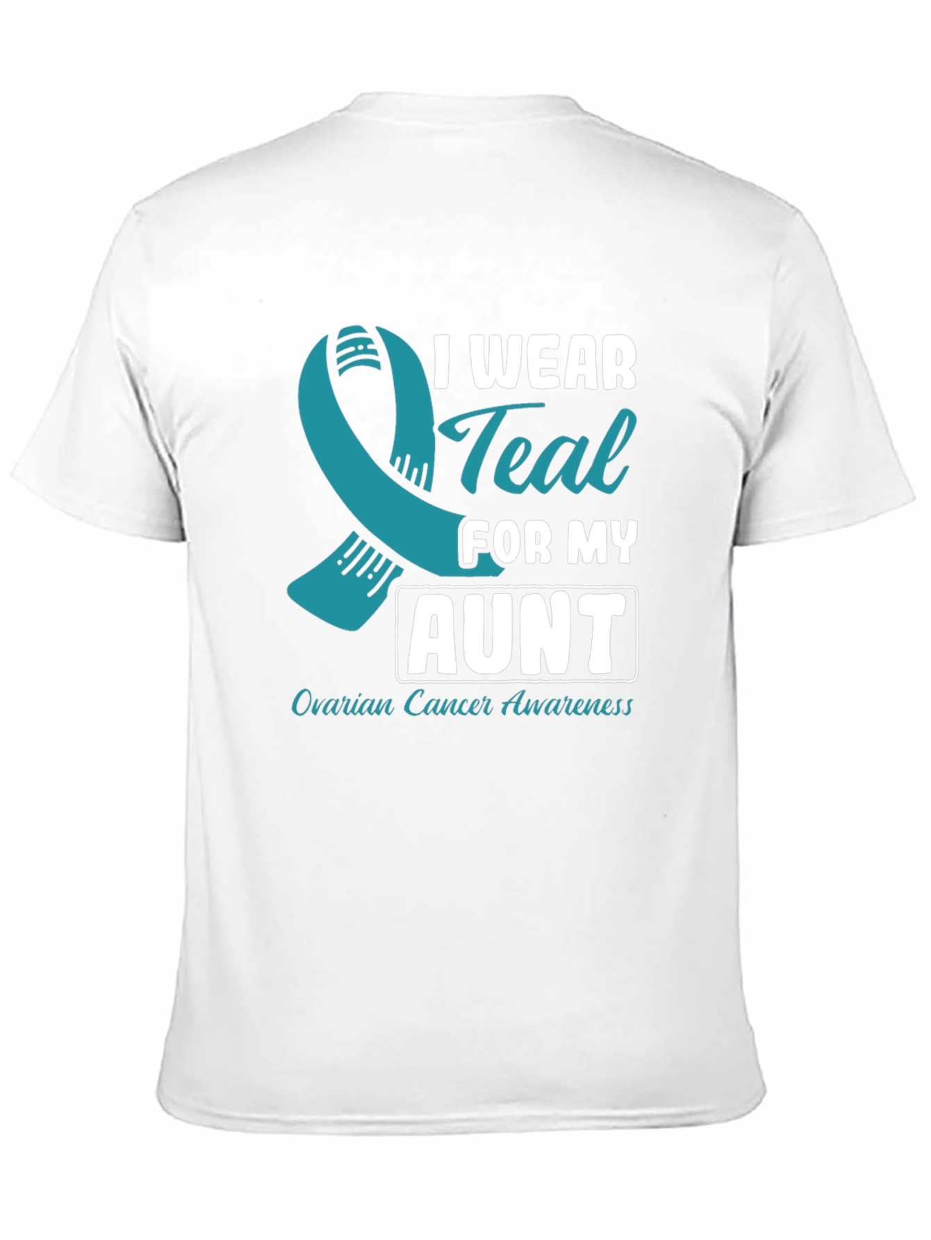 Black Ovarian Cancer Awareness T-Shirt - I Wear Teal For My Aunt view 11