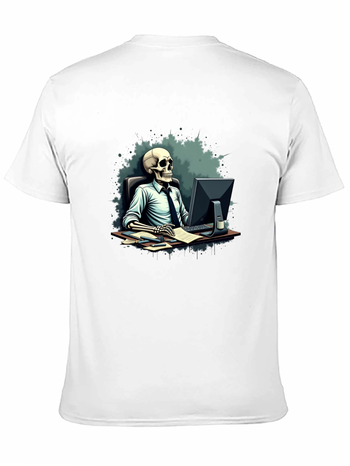 Black Skeleton Office Worker Black T-Shirt view 11