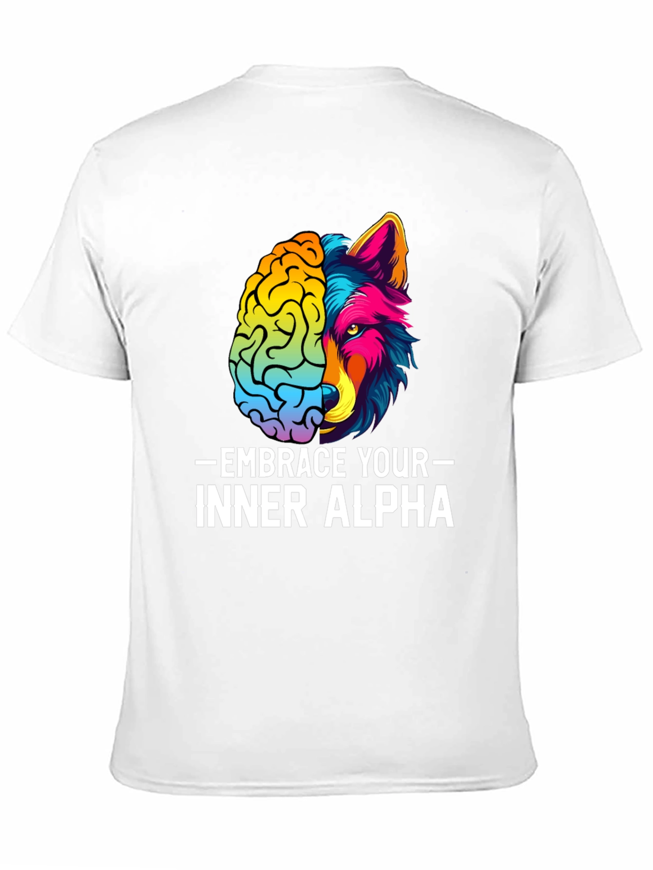 Black Embrace Your Inner Alpha T-Shirt - Brain & Wolf Design view 11