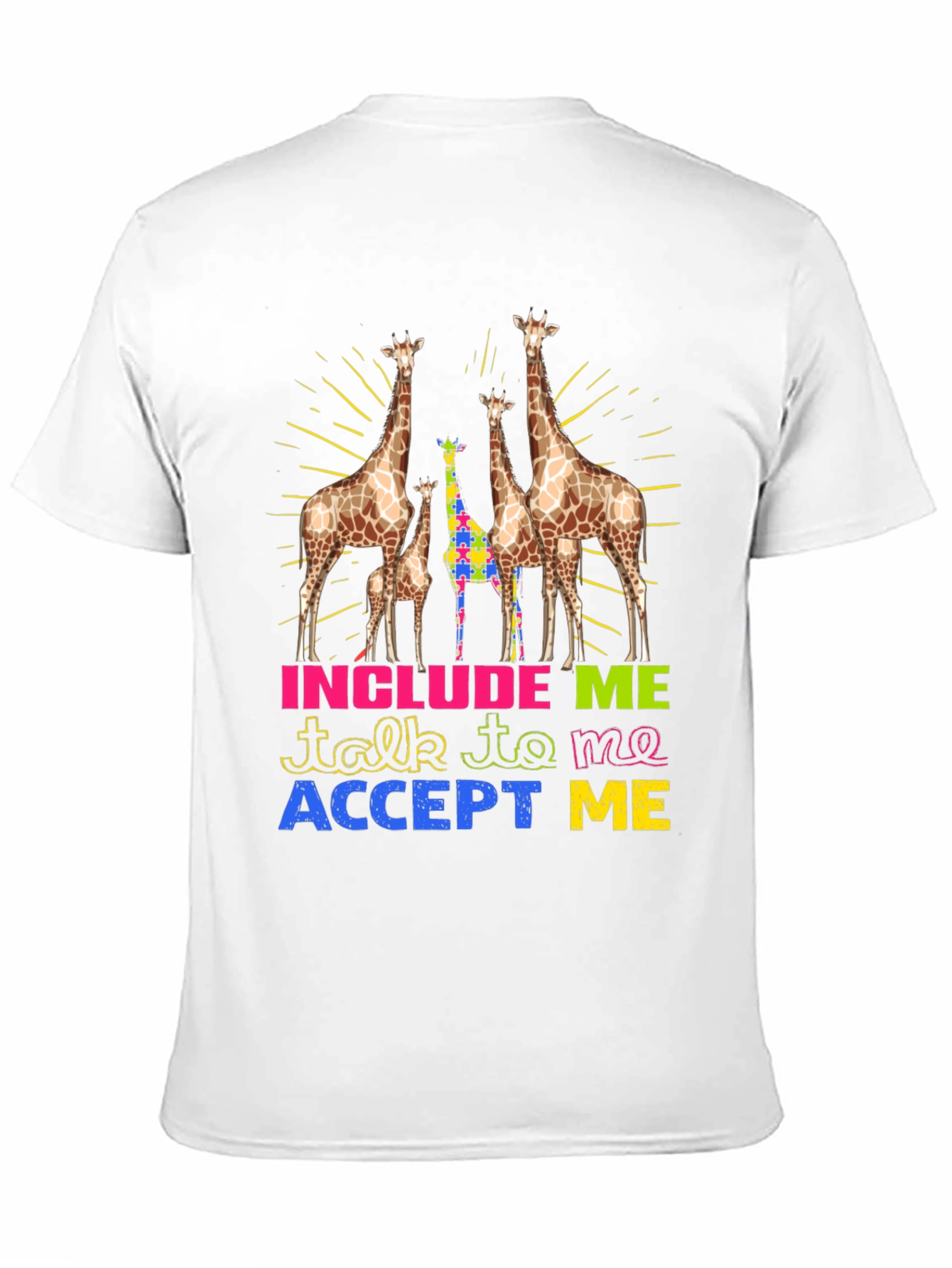 Black Autism Awareness Giraffe T-Shirt view 11
