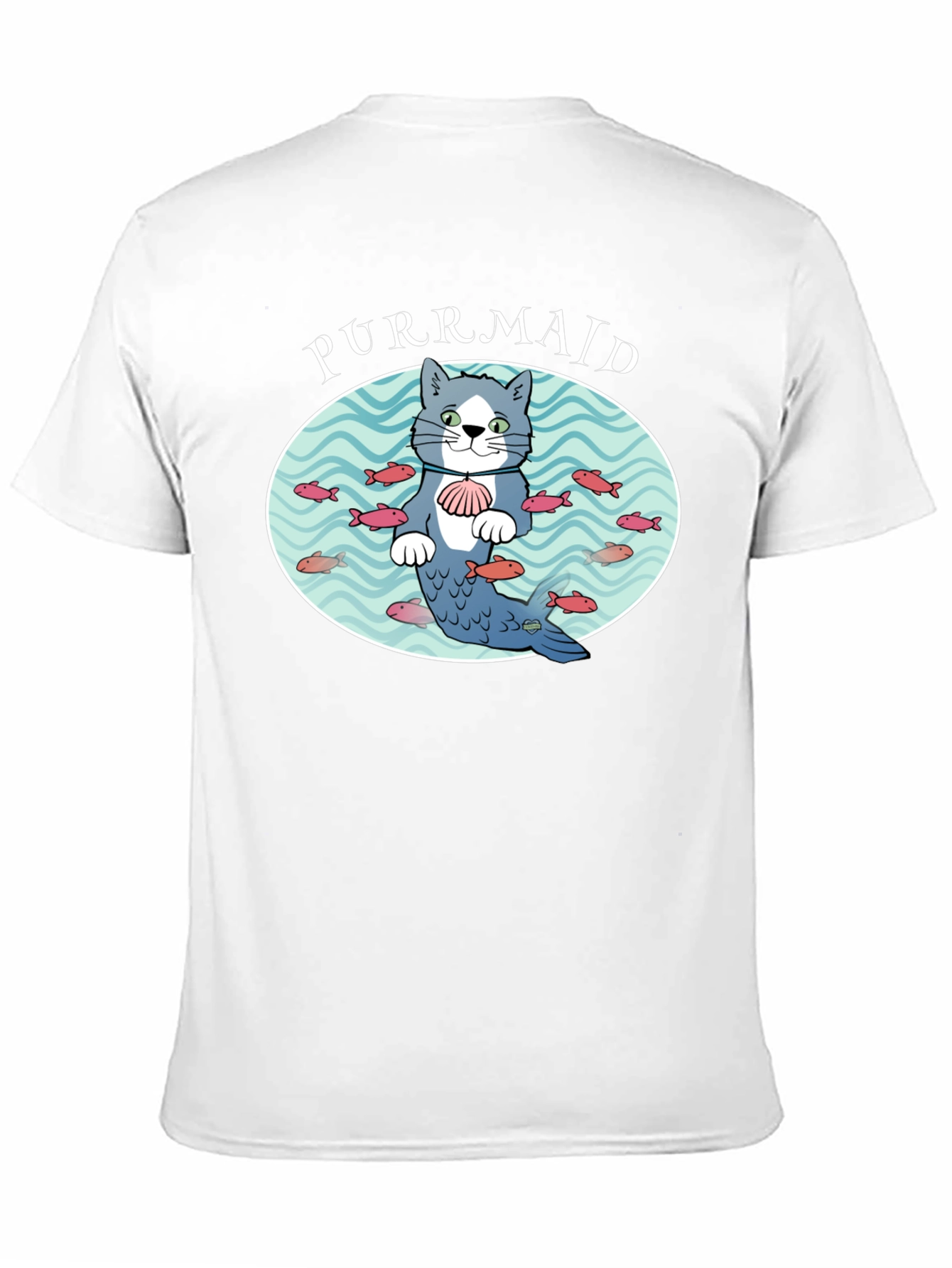 Black Purrmaid Cat Graphic T-Shirt - Unisex Cotton Tee view 11
