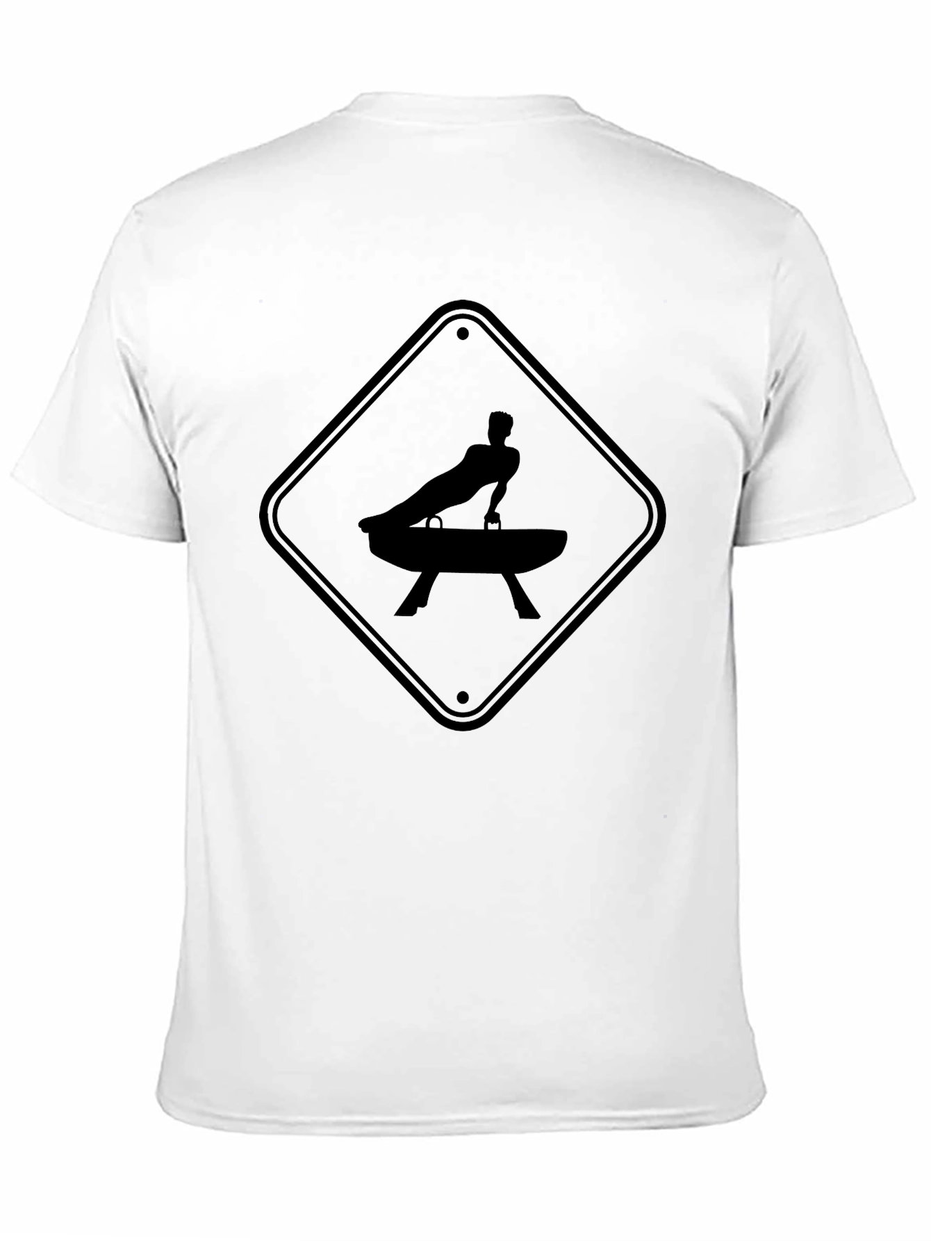 Black Gymnastics Pommel Horse Warning Sign T-Shirt view 11