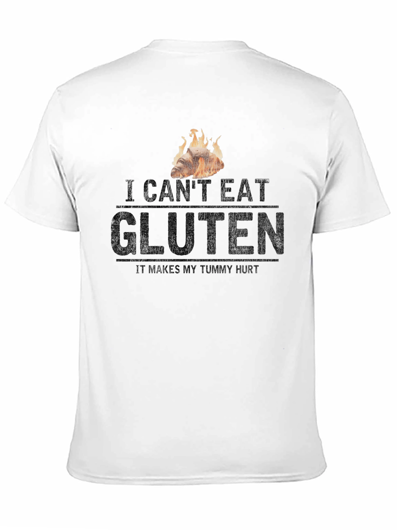 Black I Can't Eat Gluten Graphic Tee - Tummy Hurt Funny T-Shirt view 11