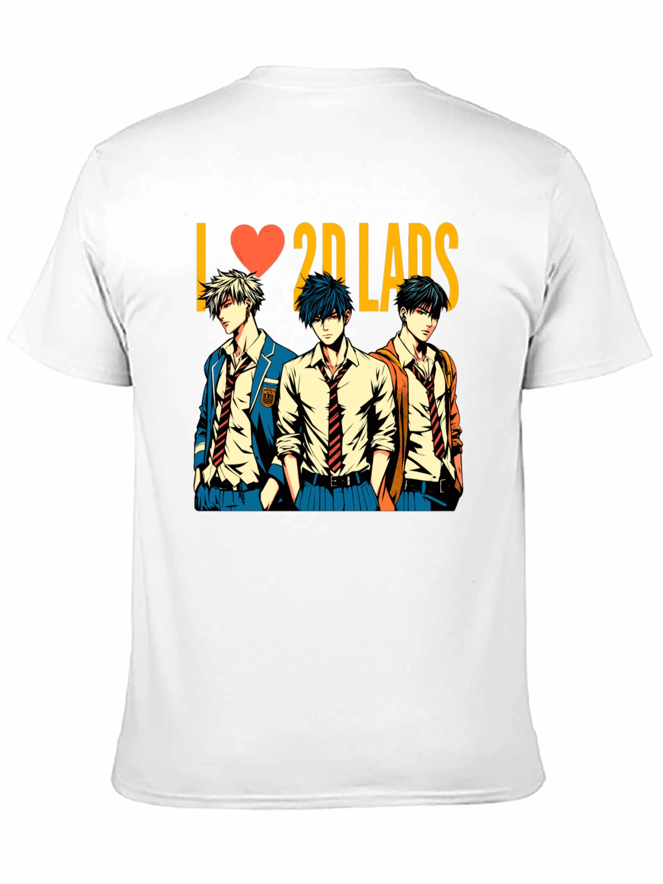 Black I Love 2D Lads Anime Graphic Tee - Black view 11