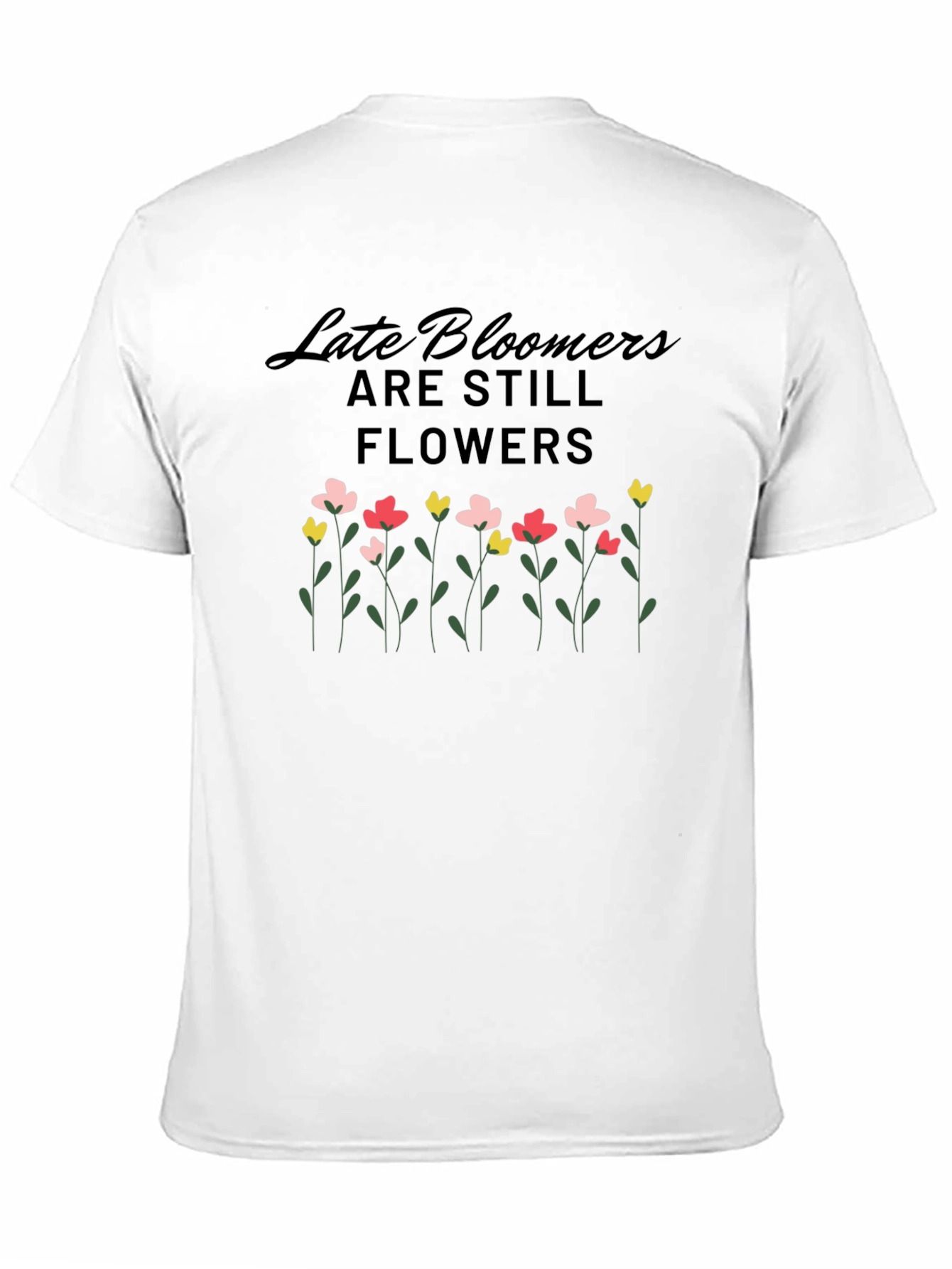 Black Late Bloomers T-Shirt - Floral Design view 11
