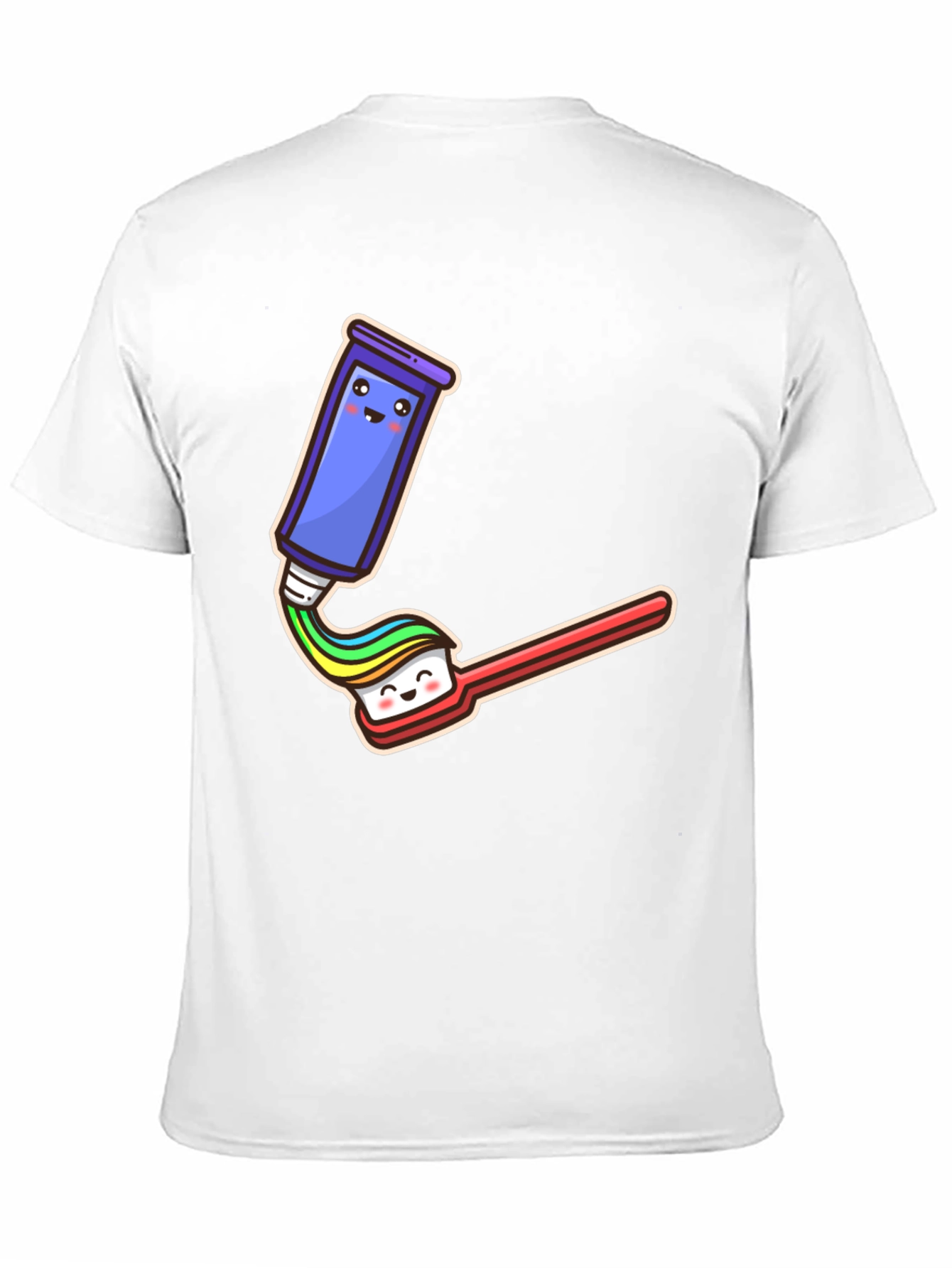 Black Cute Cartoon Toothpaste & Brush Black Tee view 11