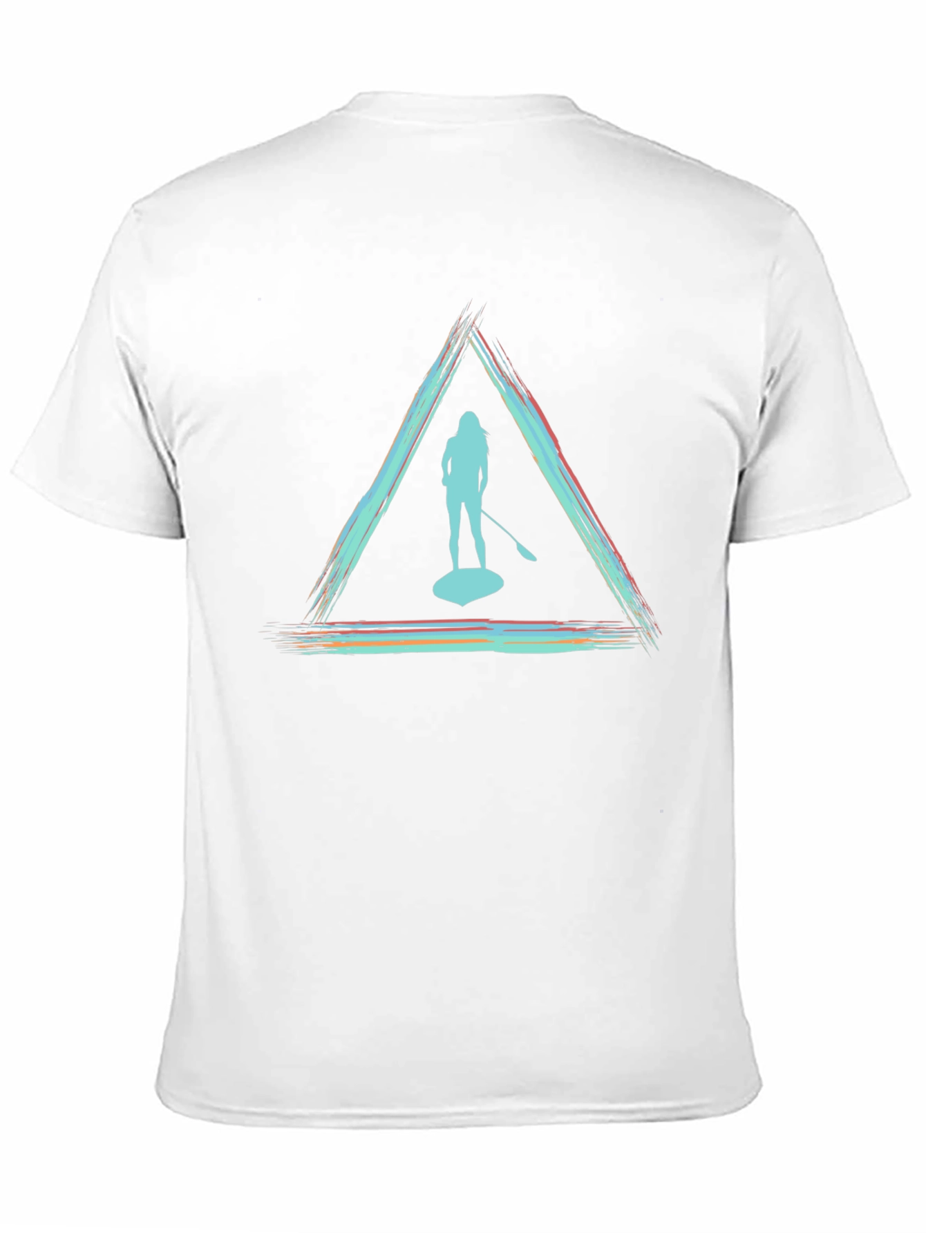 Black Paddleboarder Triangle Graphic Tee - Unisex Black T-Shirt view 11