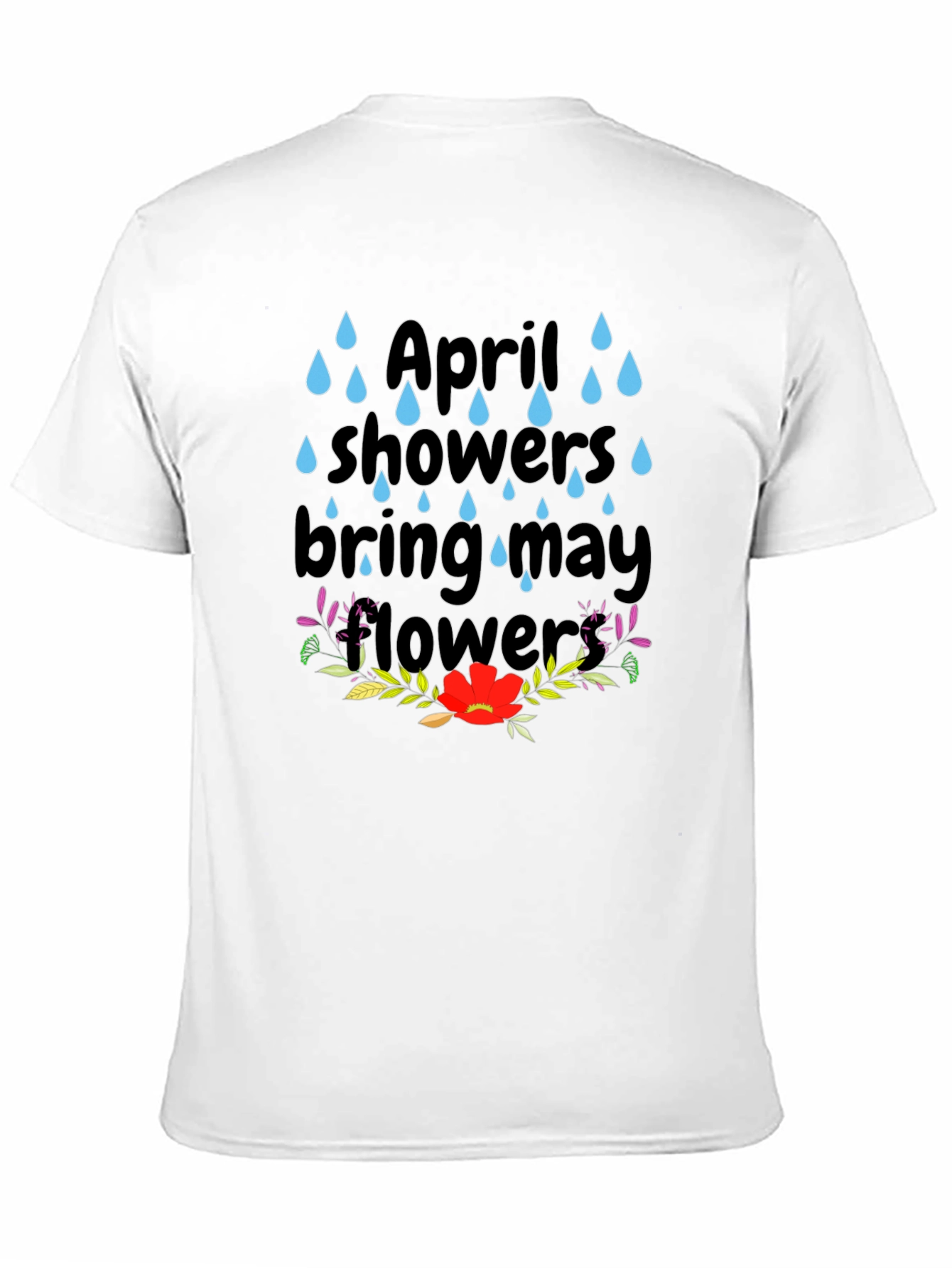 Black April Showers T-Shirt - Spring Flowers Tee view 11