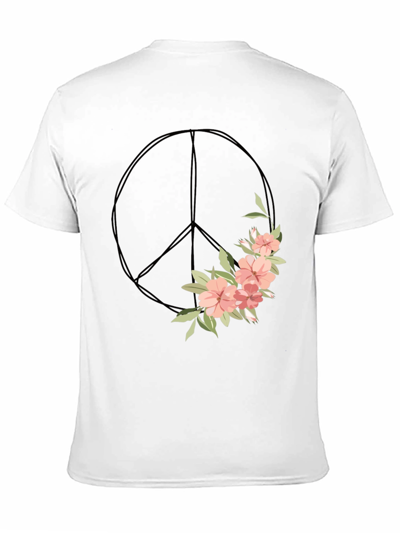 Black Floral Peace Sign Graphic Tee view 11